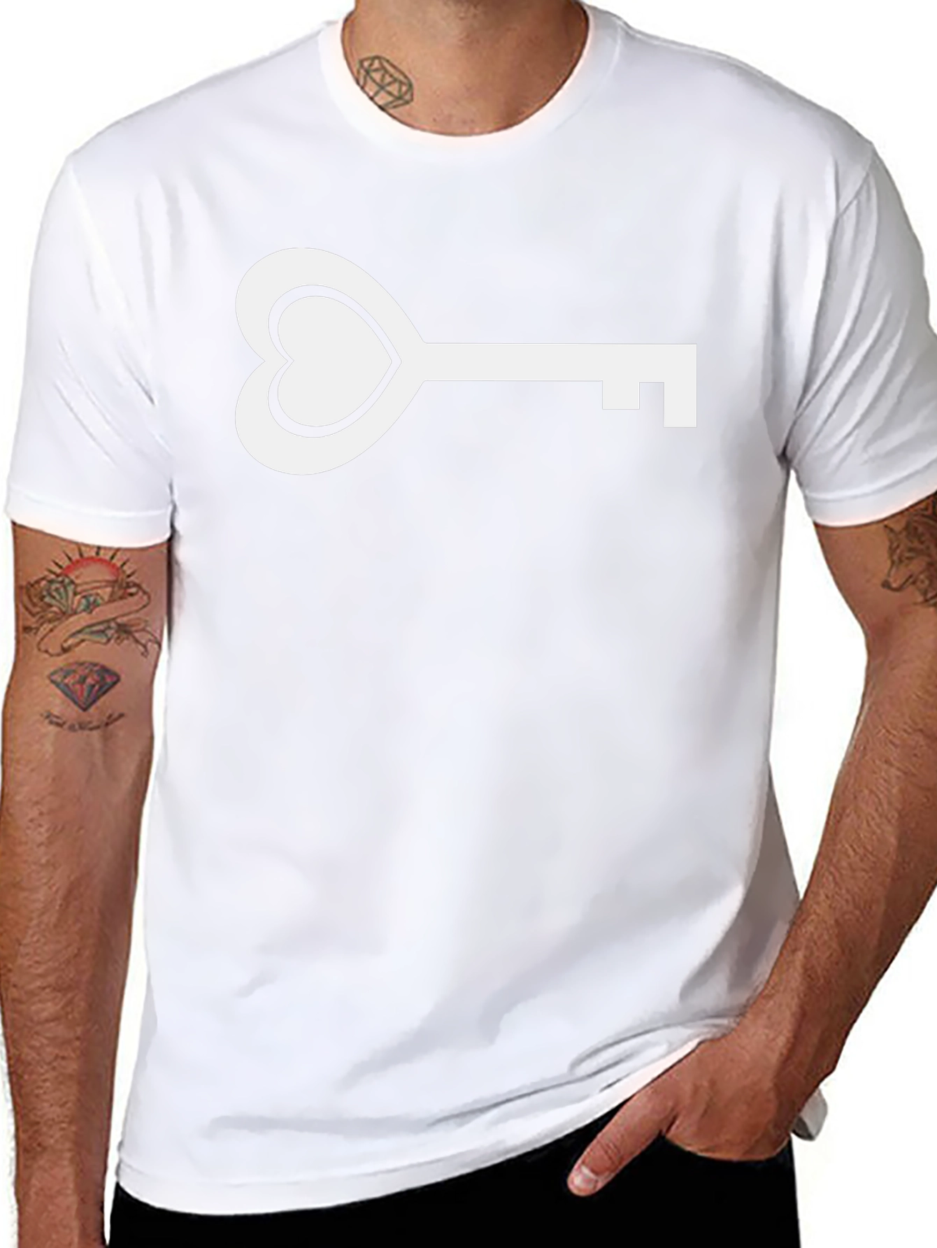 Heart Key Graphic Tee - Modern Black T-Shirt