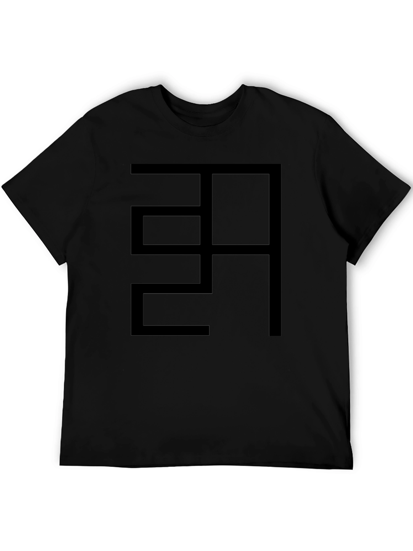 Abstract Graphic Black Cotton T-Shirt