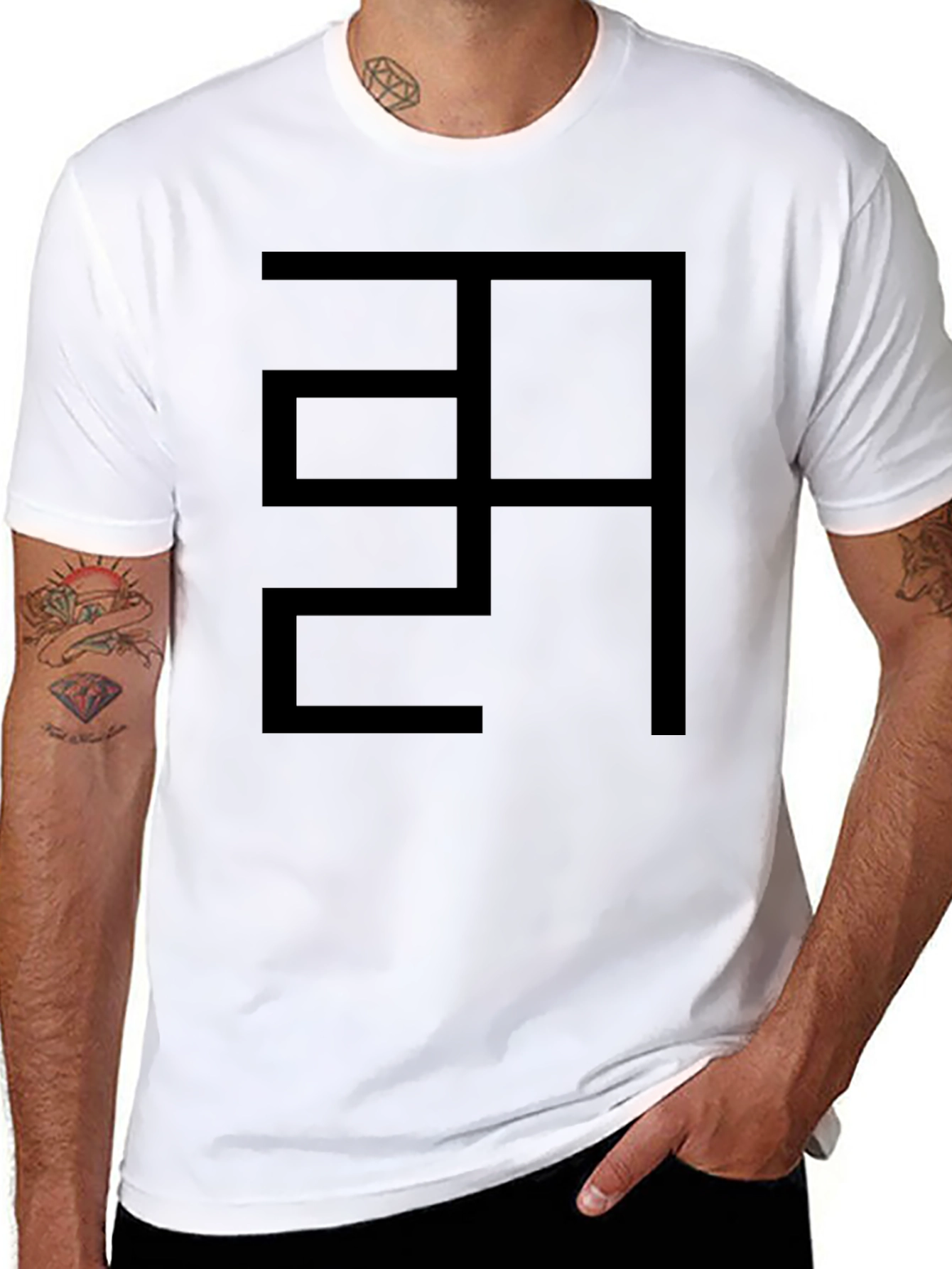 Abstract Graphic Black Cotton T-Shirt