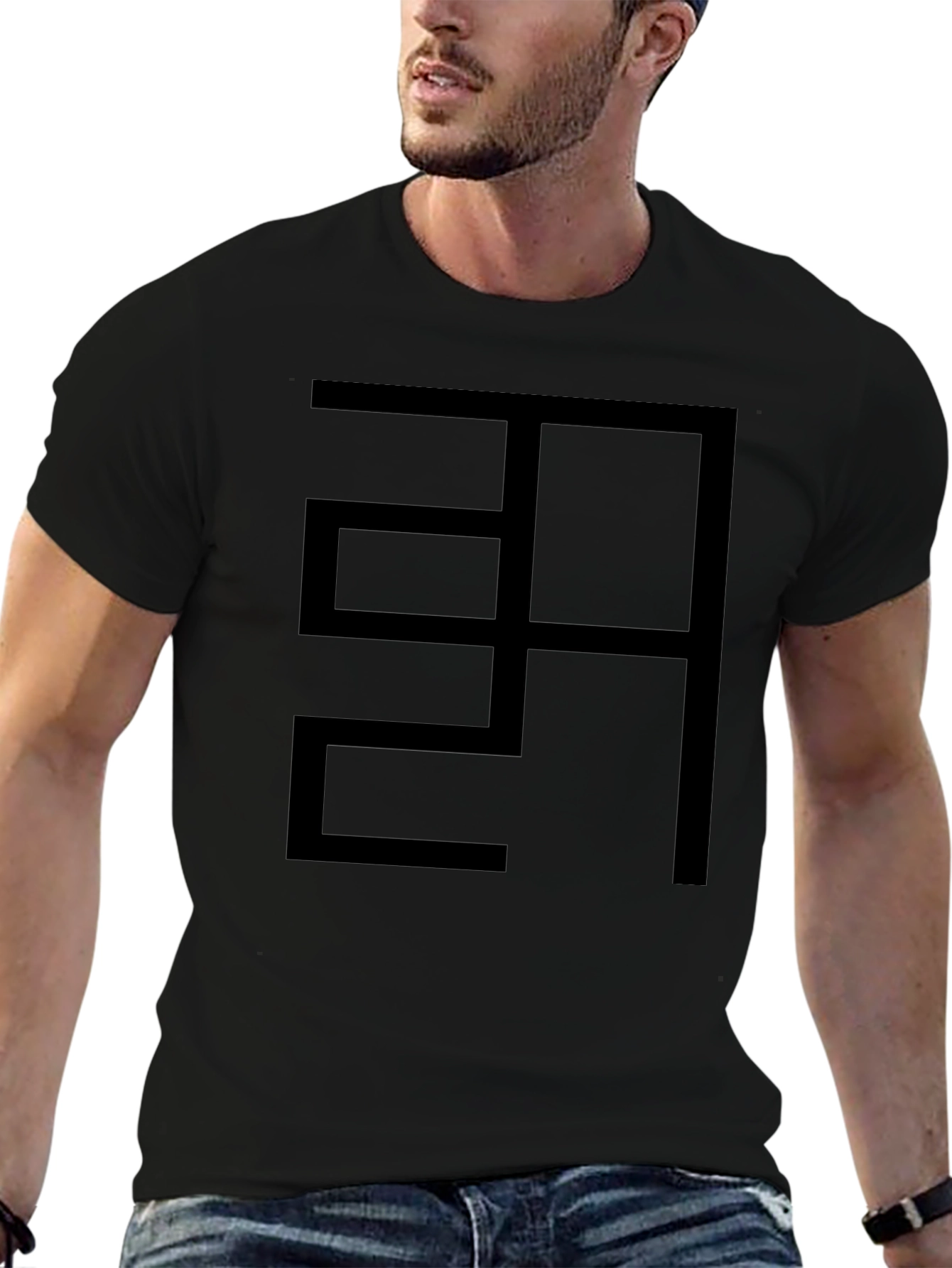 Abstract Graphic Black Cotton T-Shirt