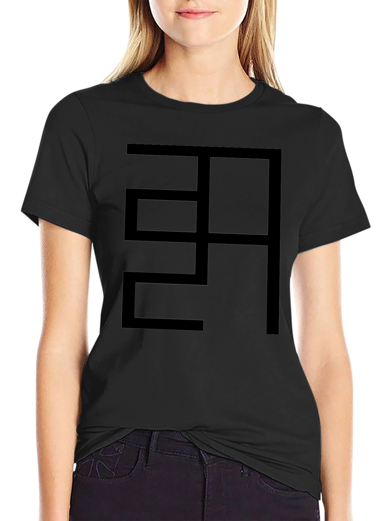 Abstract Graphic Black Cotton T-Shirt