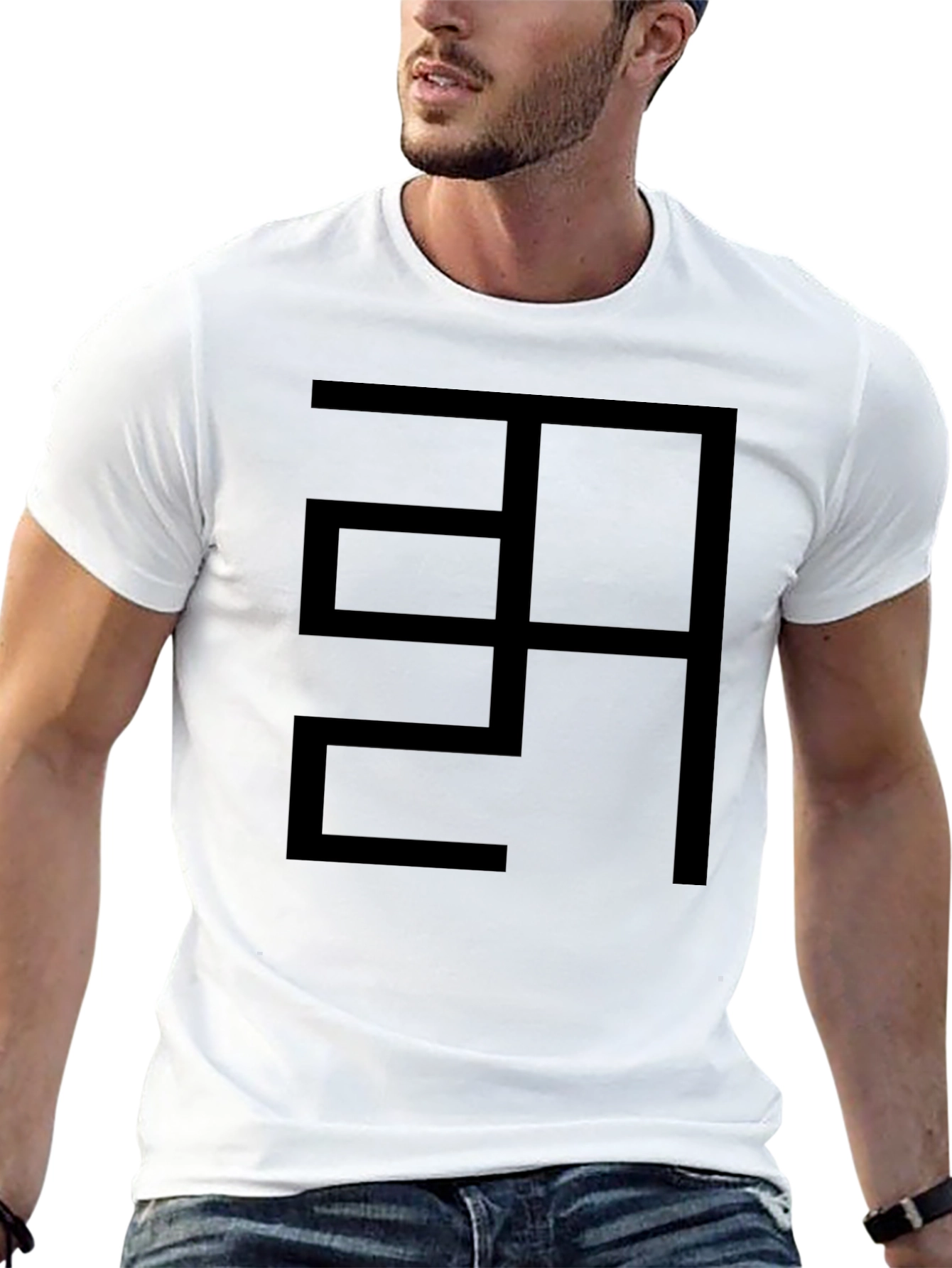 Abstract Graphic Black Cotton T-Shirt