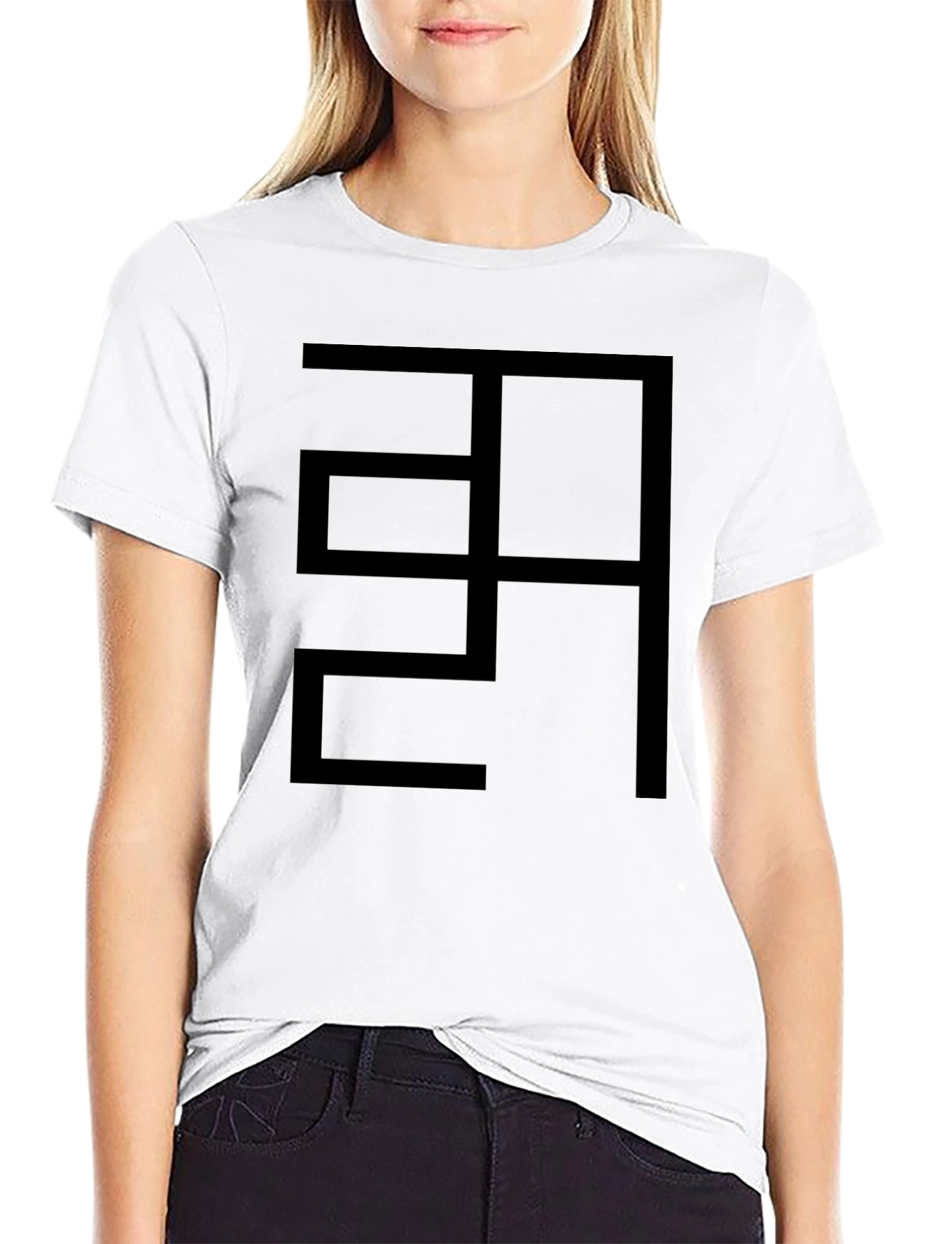 Abstract Graphic Black Cotton T-Shirt