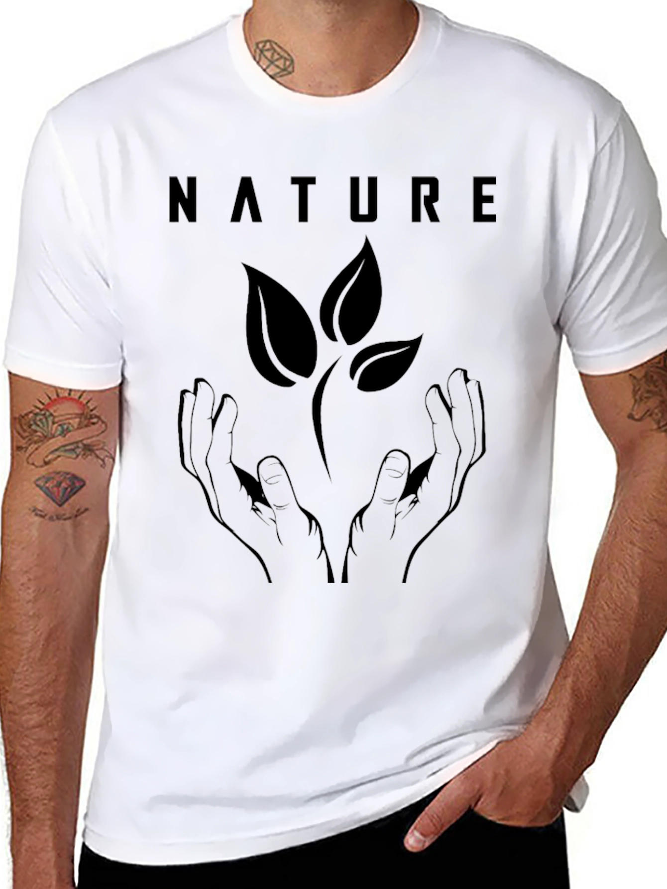 Nature Hands Graphic Tee - Eco Friendly Design