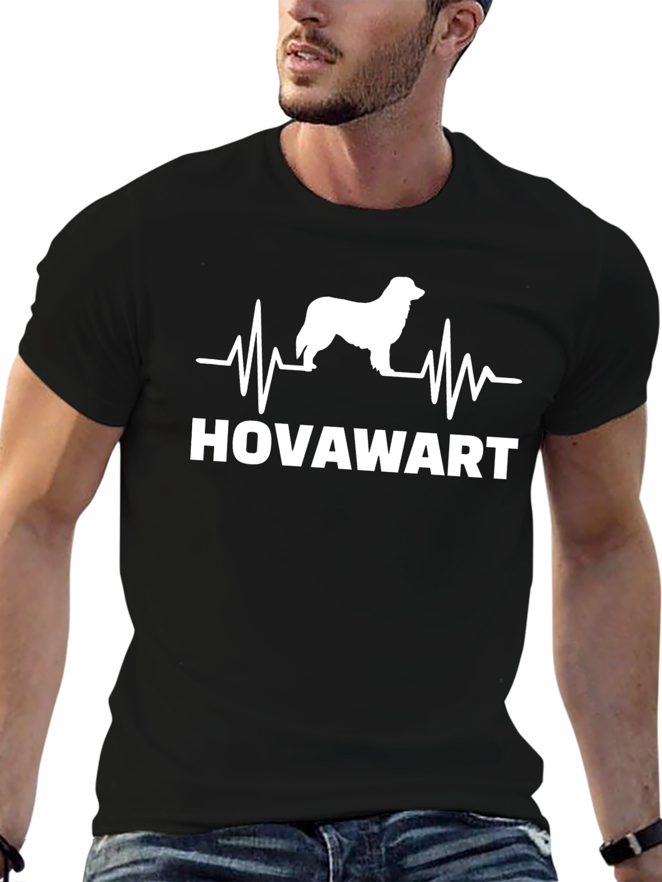 Hovawart Dog Breed Heartbeat T-Shirt - Black