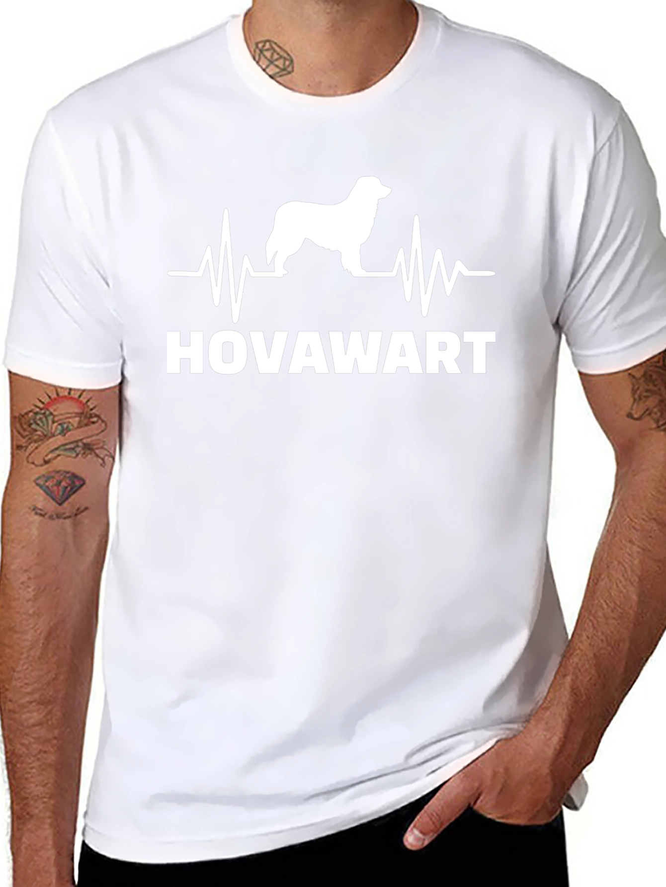 Hovawart Dog Breed Heartbeat T-Shirt - Black