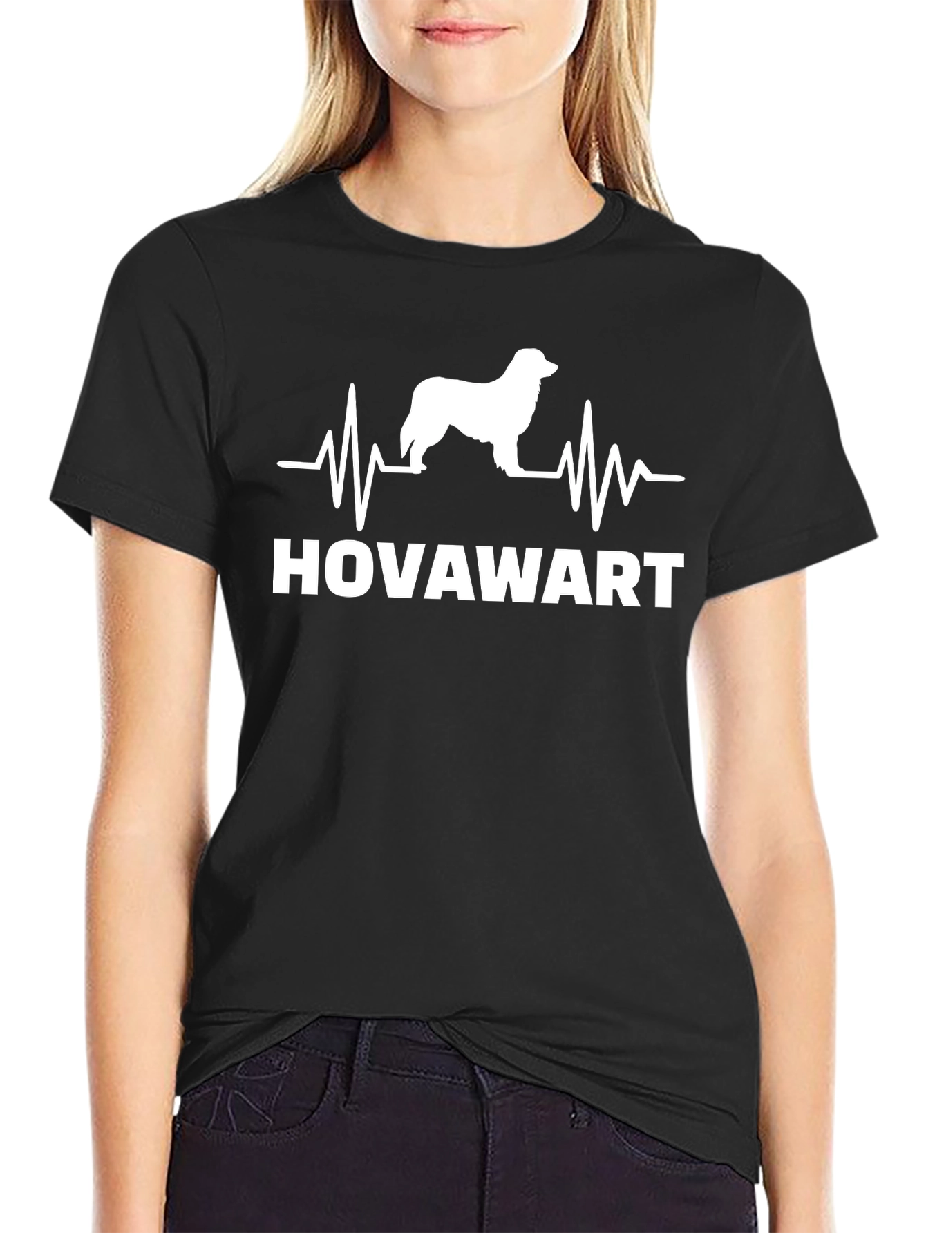 Hovawart Dog Breed Heartbeat T-Shirt - Black