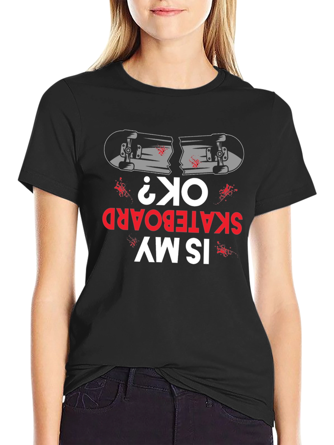 Broken Skateboard Graphic Tee - Humorous Skateboarding T-Shirt