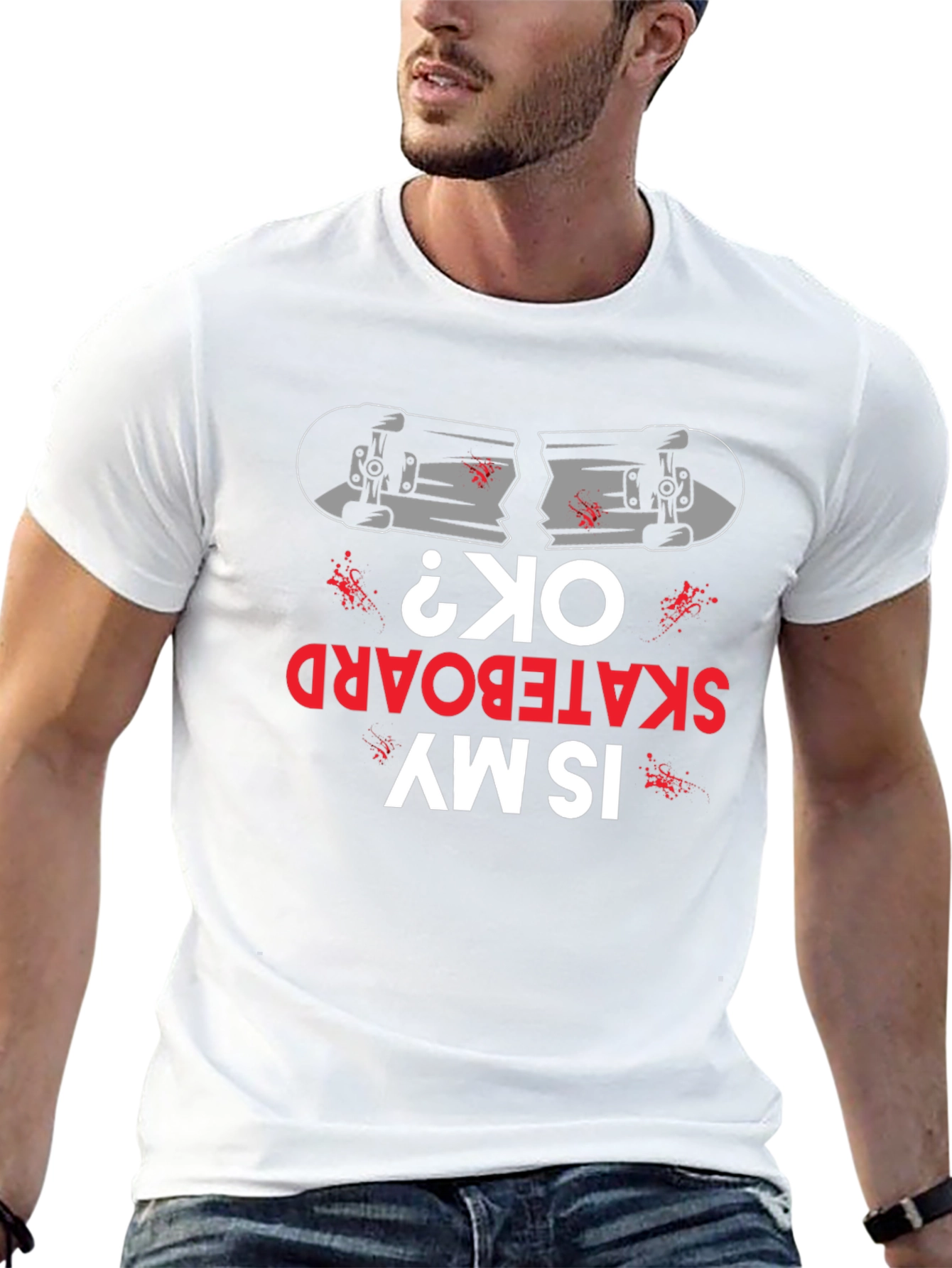 Broken Skateboard Graphic Tee - Humorous Skateboarding T-Shirt