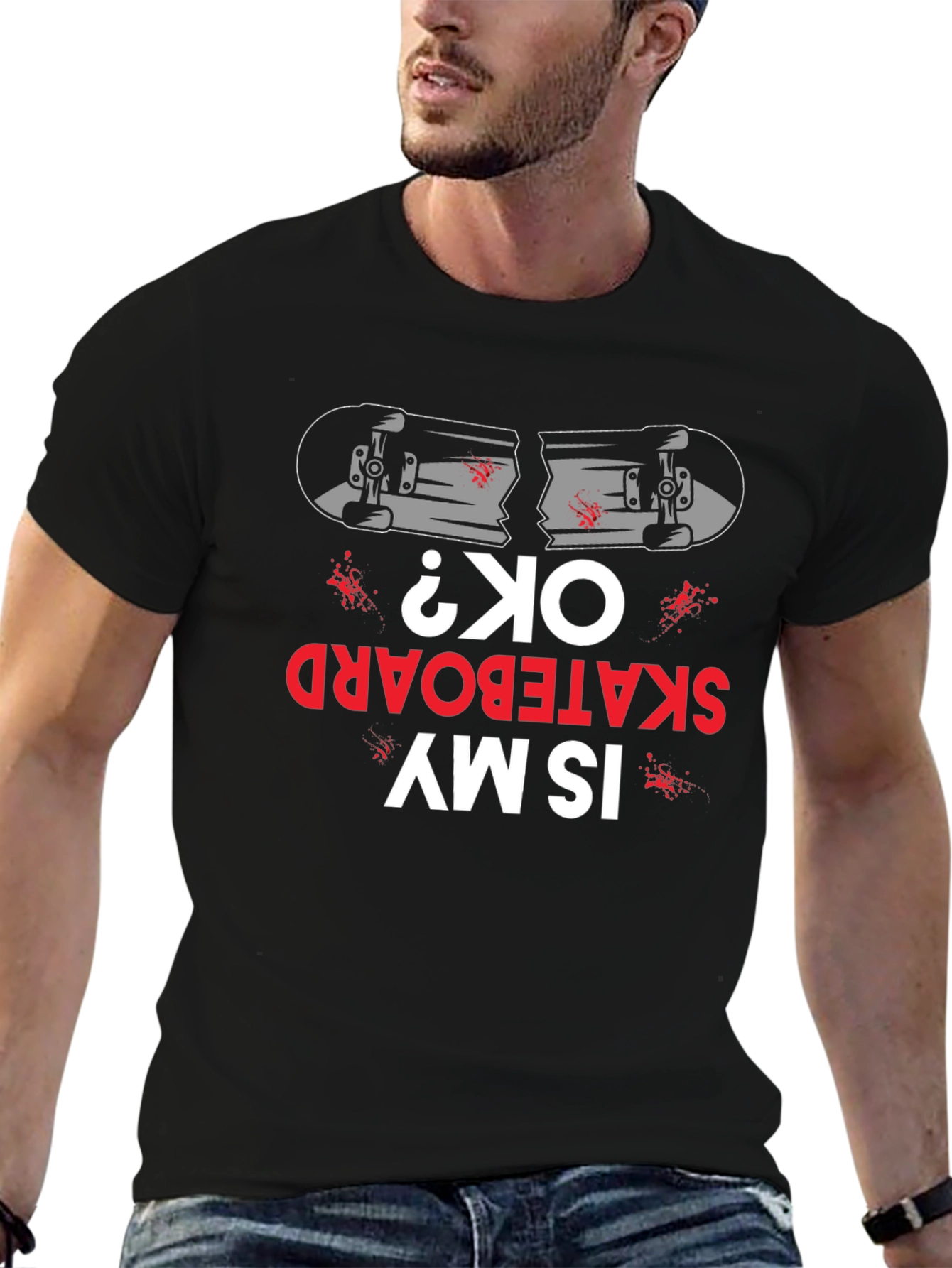 Broken Skateboard Graphic Tee - Humorous Skateboarding T-Shirt