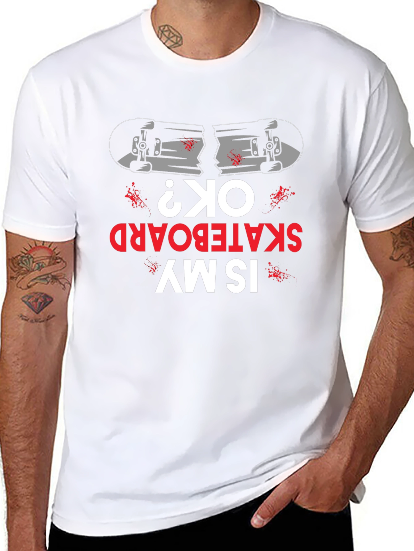 Broken Skateboard Graphic Tee - Humorous Skateboarding T-Shirt