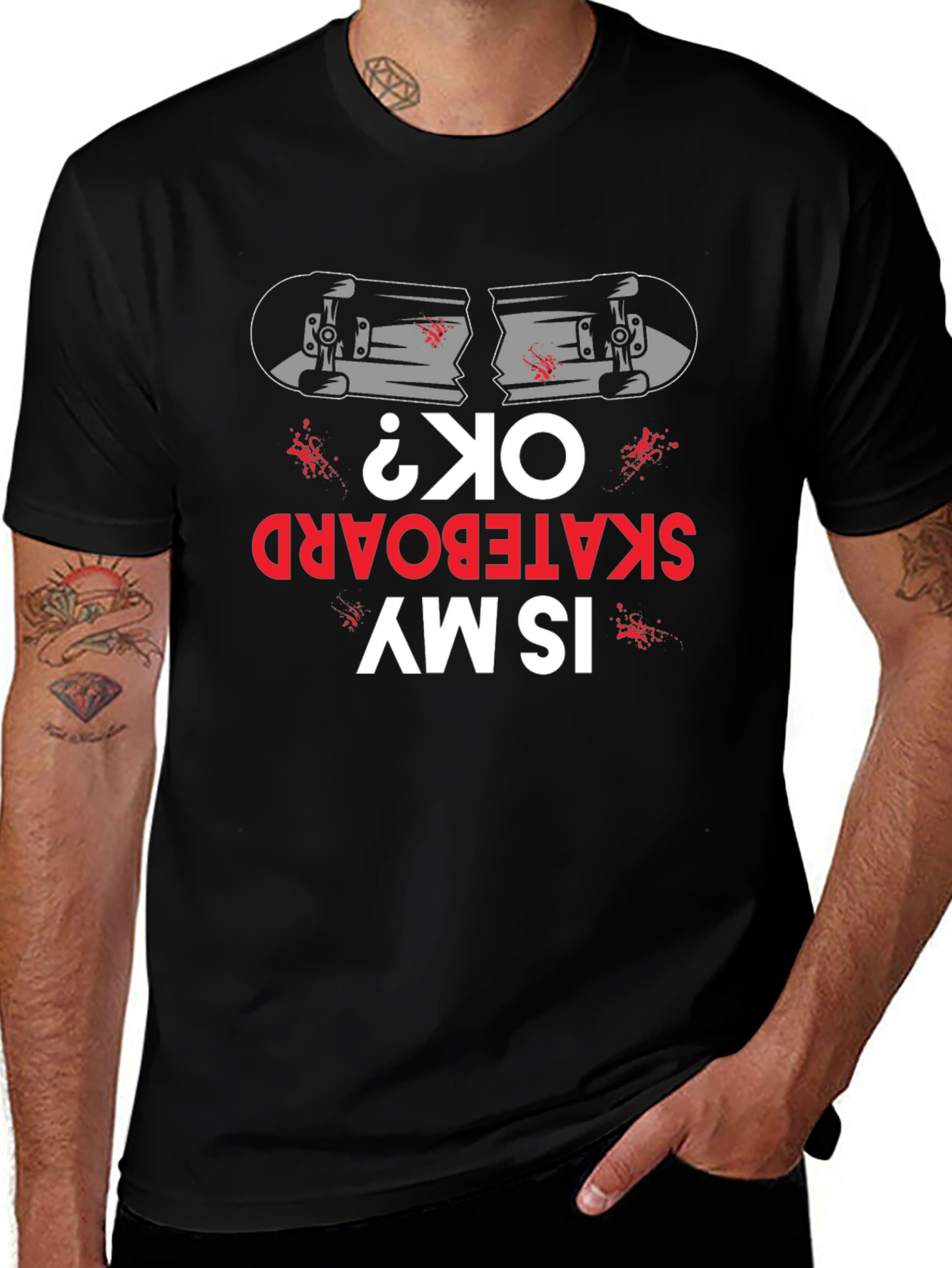 Broken Skateboard Graphic Tee - Humorous Skateboarding T-Shirt