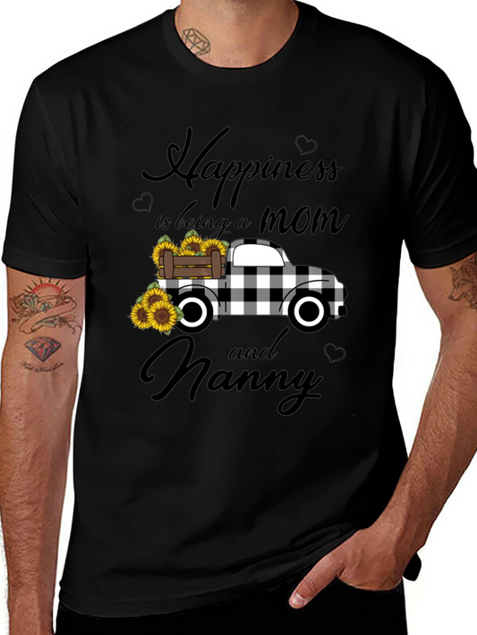 Happiness is Being a Mom and Nanny Black T-Shirt