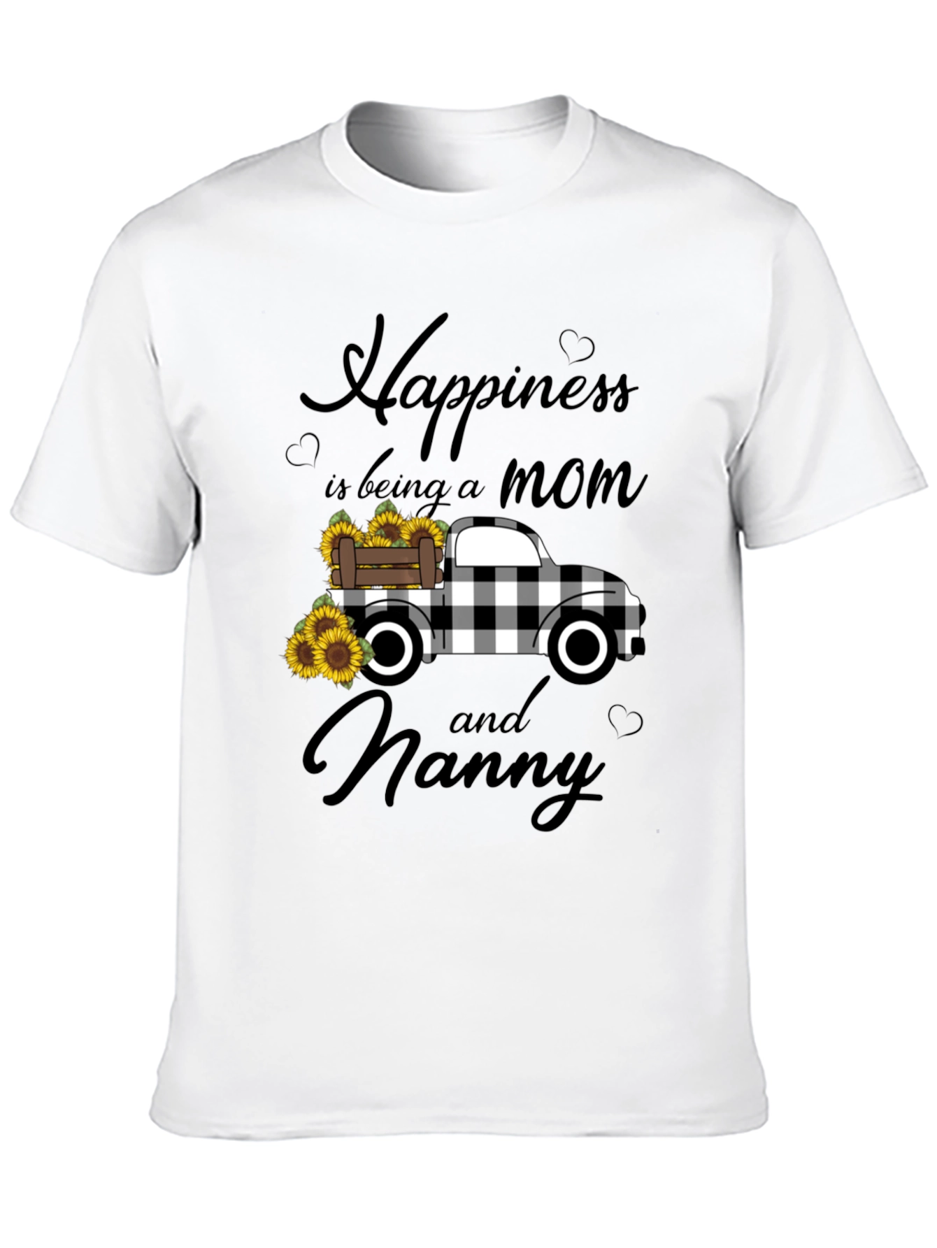 Happiness is Being a Mom and Nanny Black T-Shirt