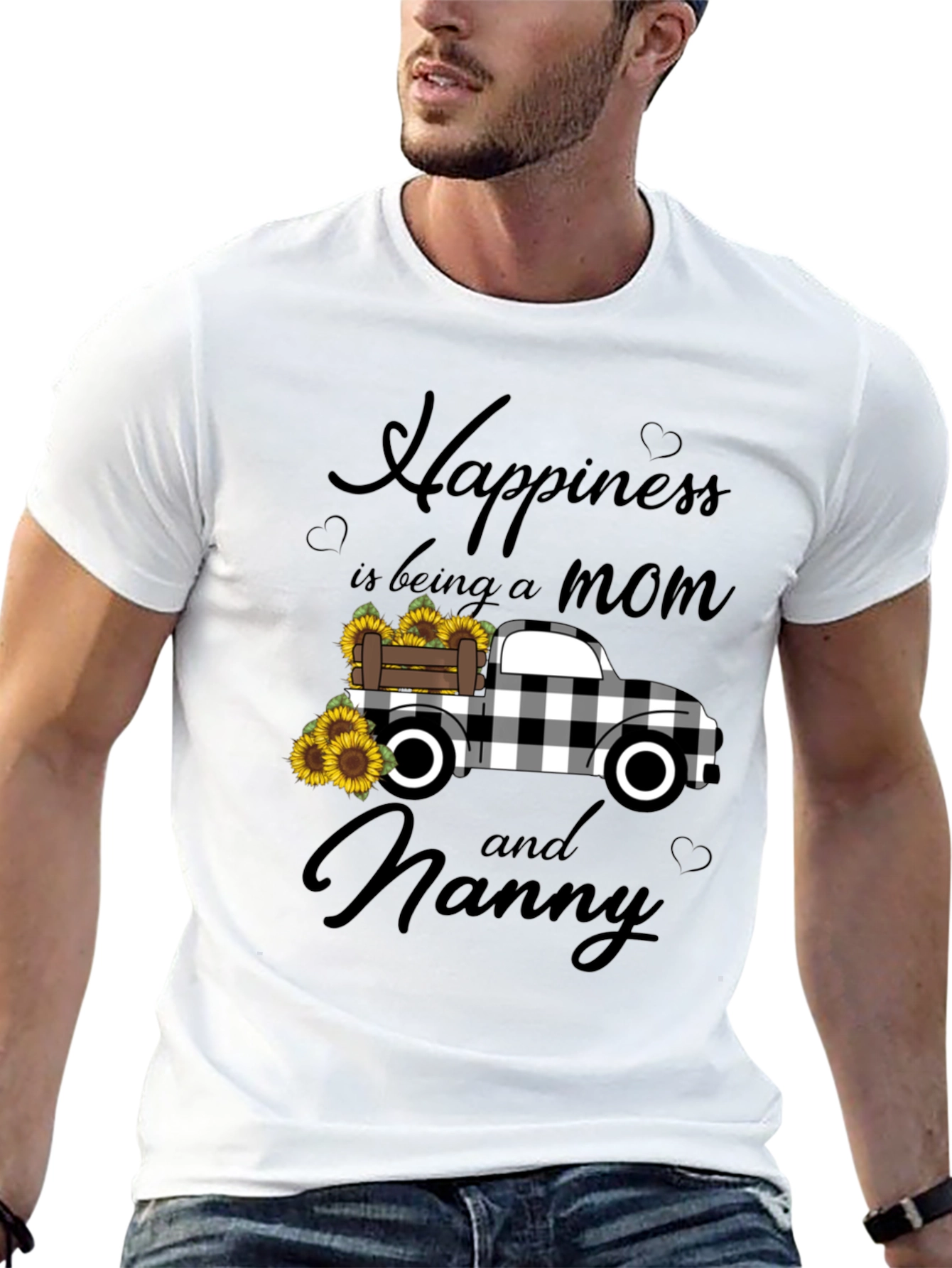Happiness is Being a Mom and Nanny Black T-Shirt
