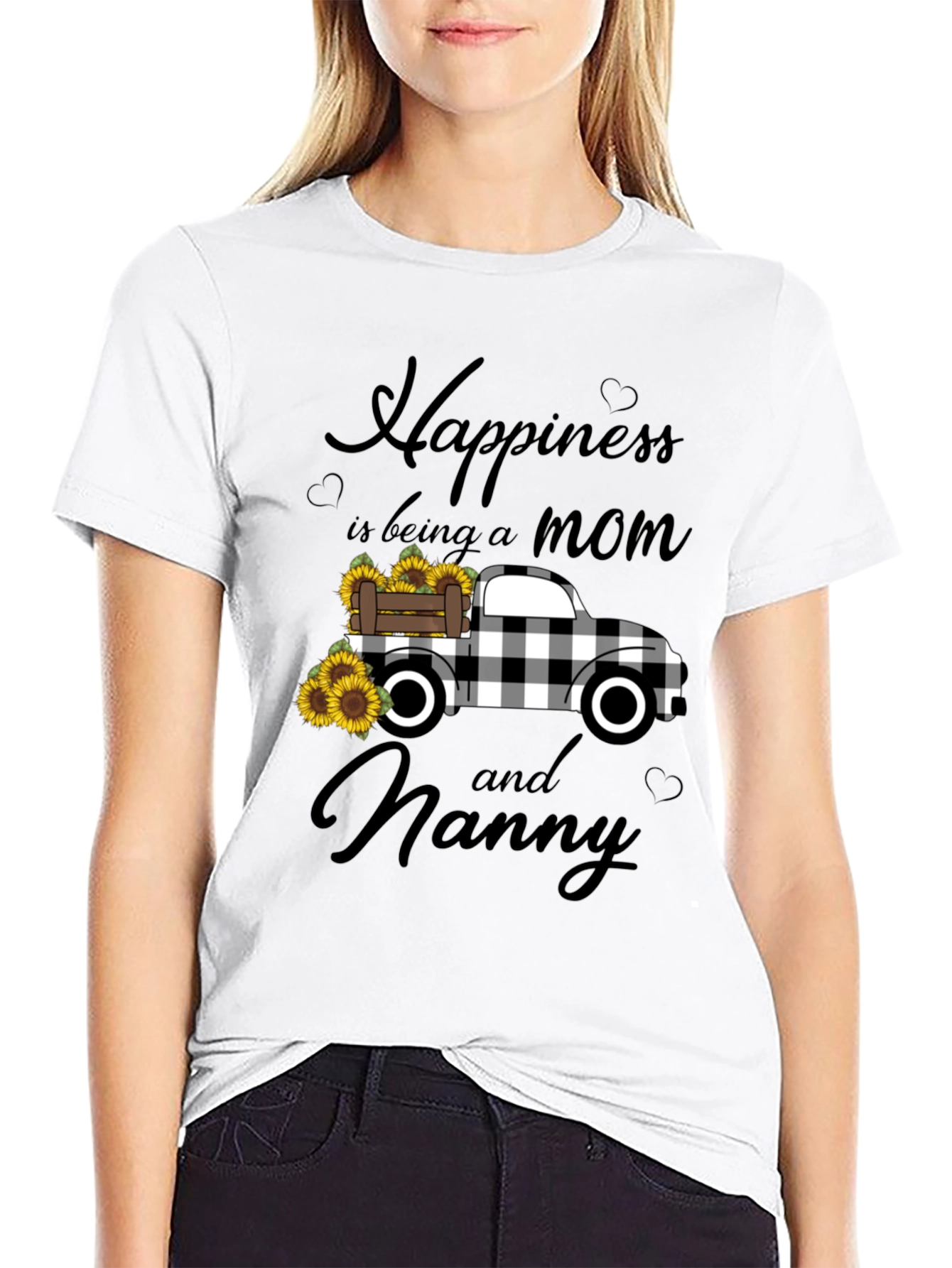 Happiness is Being a Mom and Nanny Black T-Shirt
