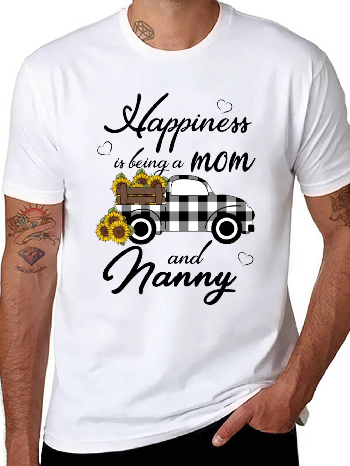 Happiness is Being a Mom and Nanny Black T-Shirt
