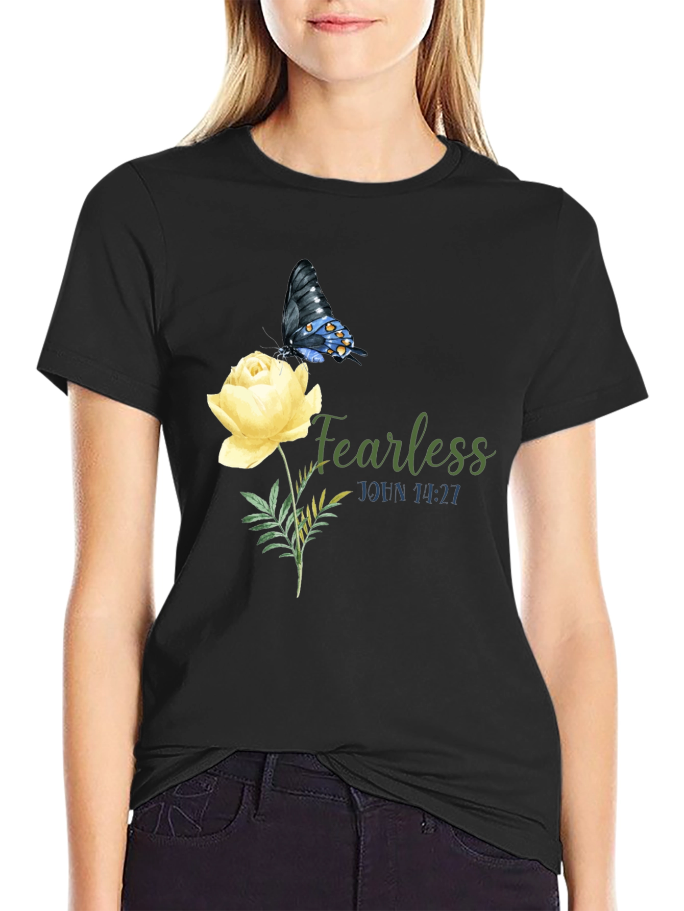Fearless Butterfly & Rose Graphic Tee