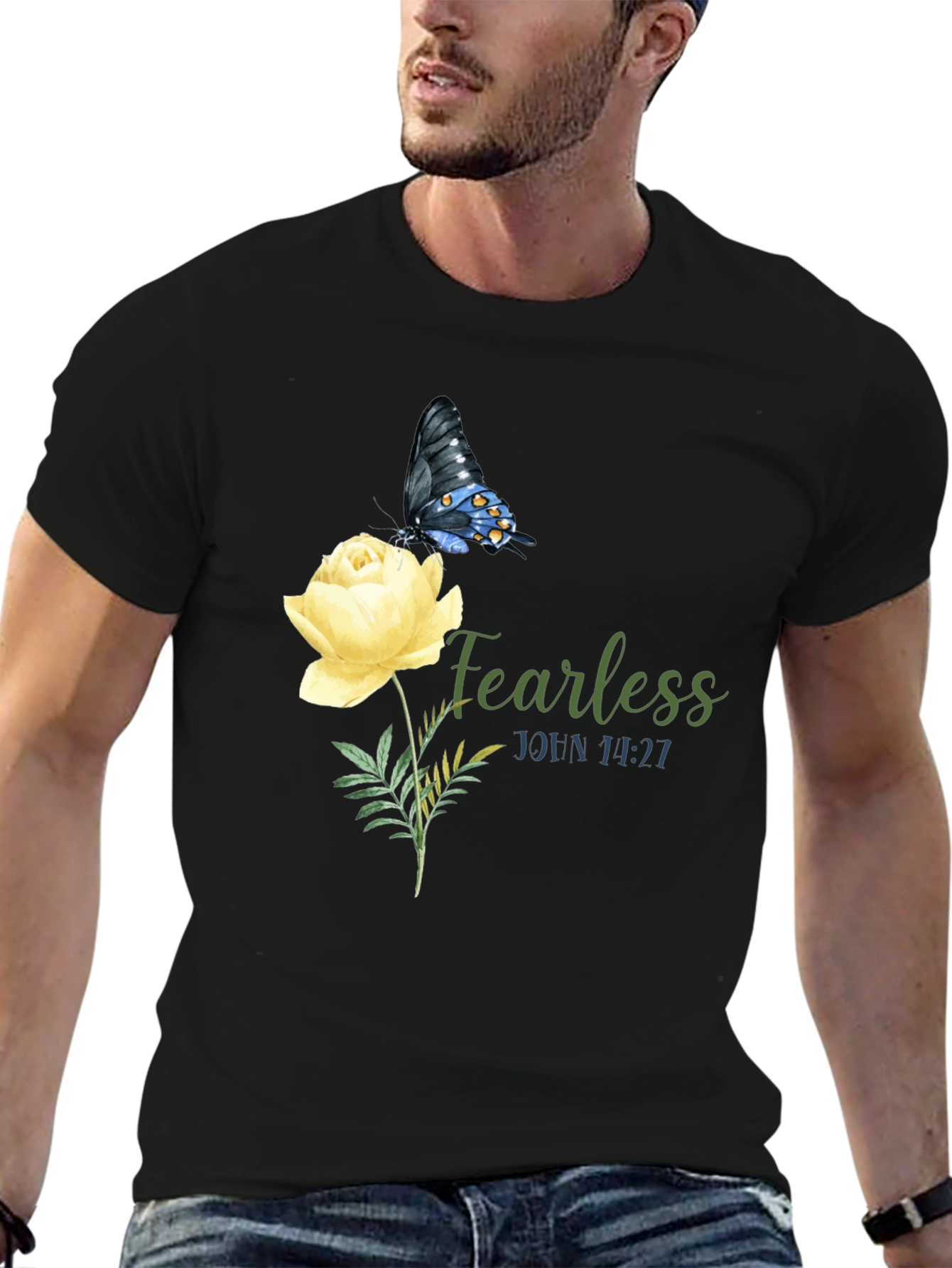 Fearless Butterfly & Rose Graphic Tee