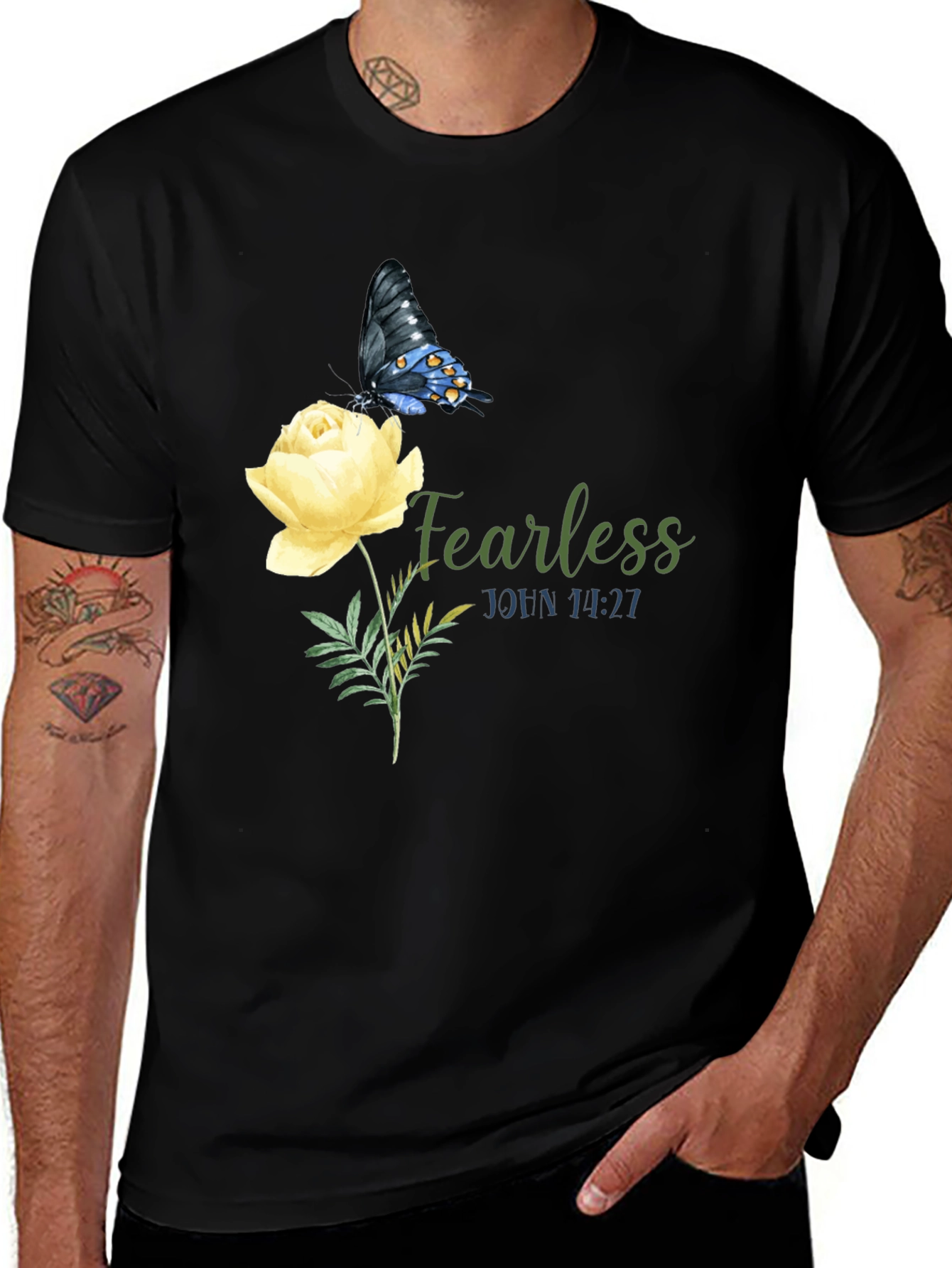 Fearless Butterfly & Rose Graphic Tee