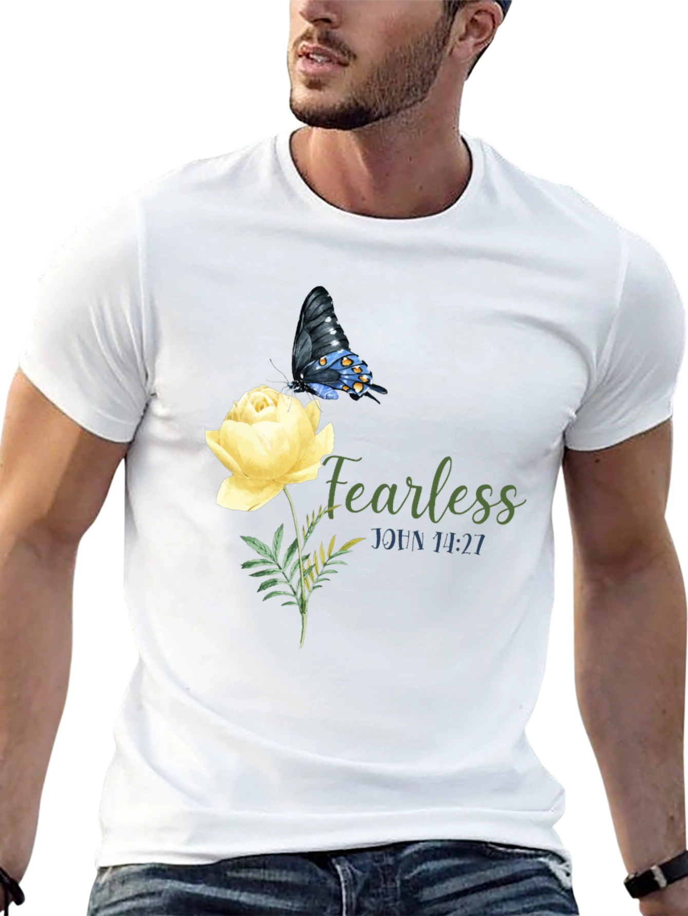 Fearless Butterfly & Rose Graphic Tee