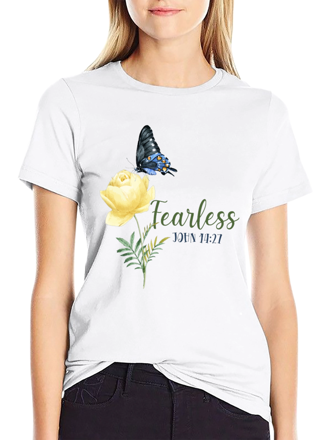 Fearless Butterfly & Rose Graphic Tee