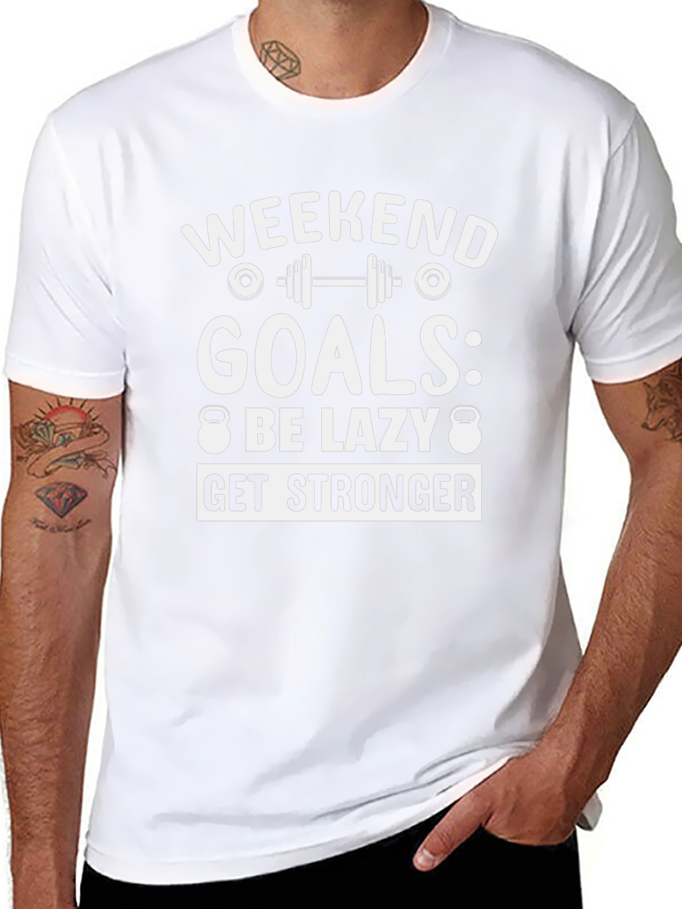 Weekend Goals Graphic T-Shirt - Be Lazy Get Stronger