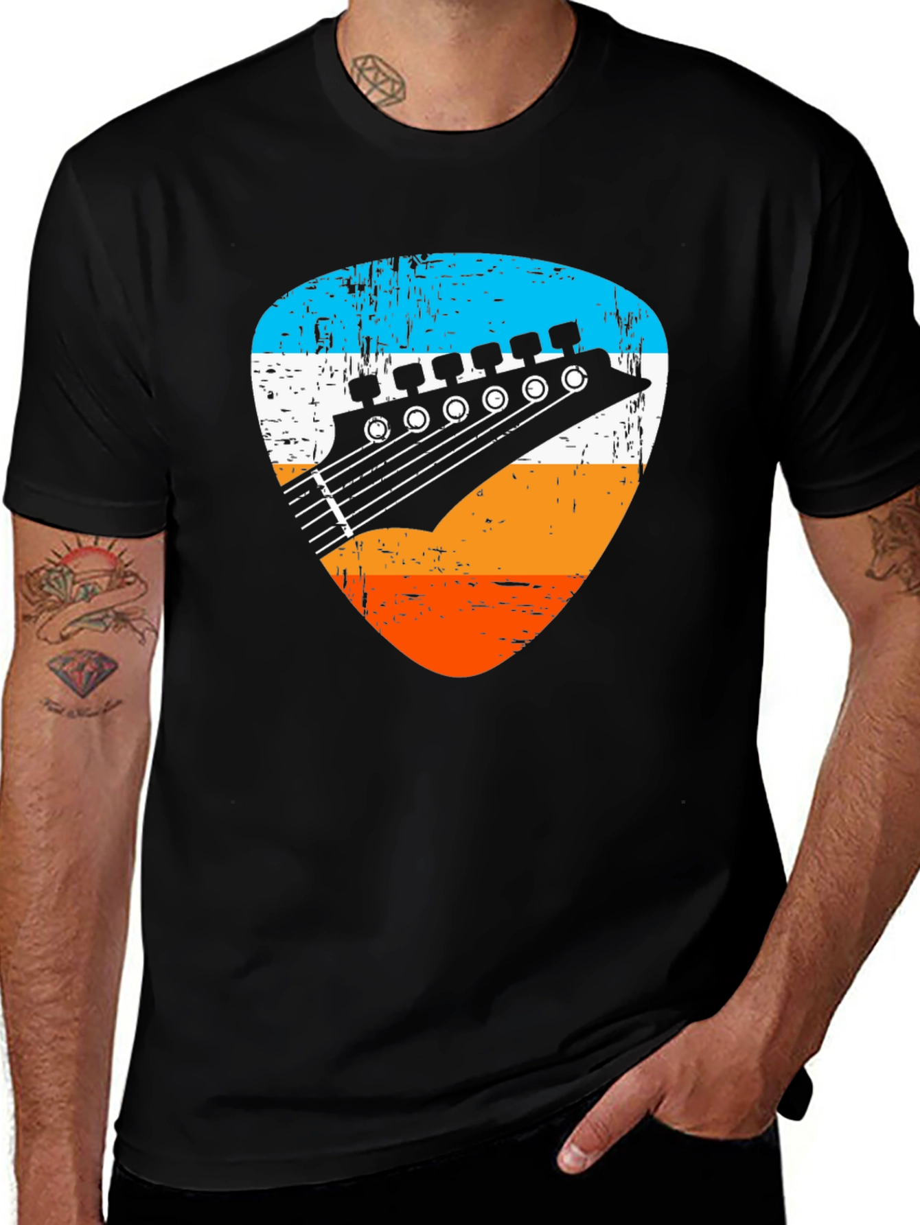 Retro Guitar Pick Graphic Tee - Musician T-Shirt