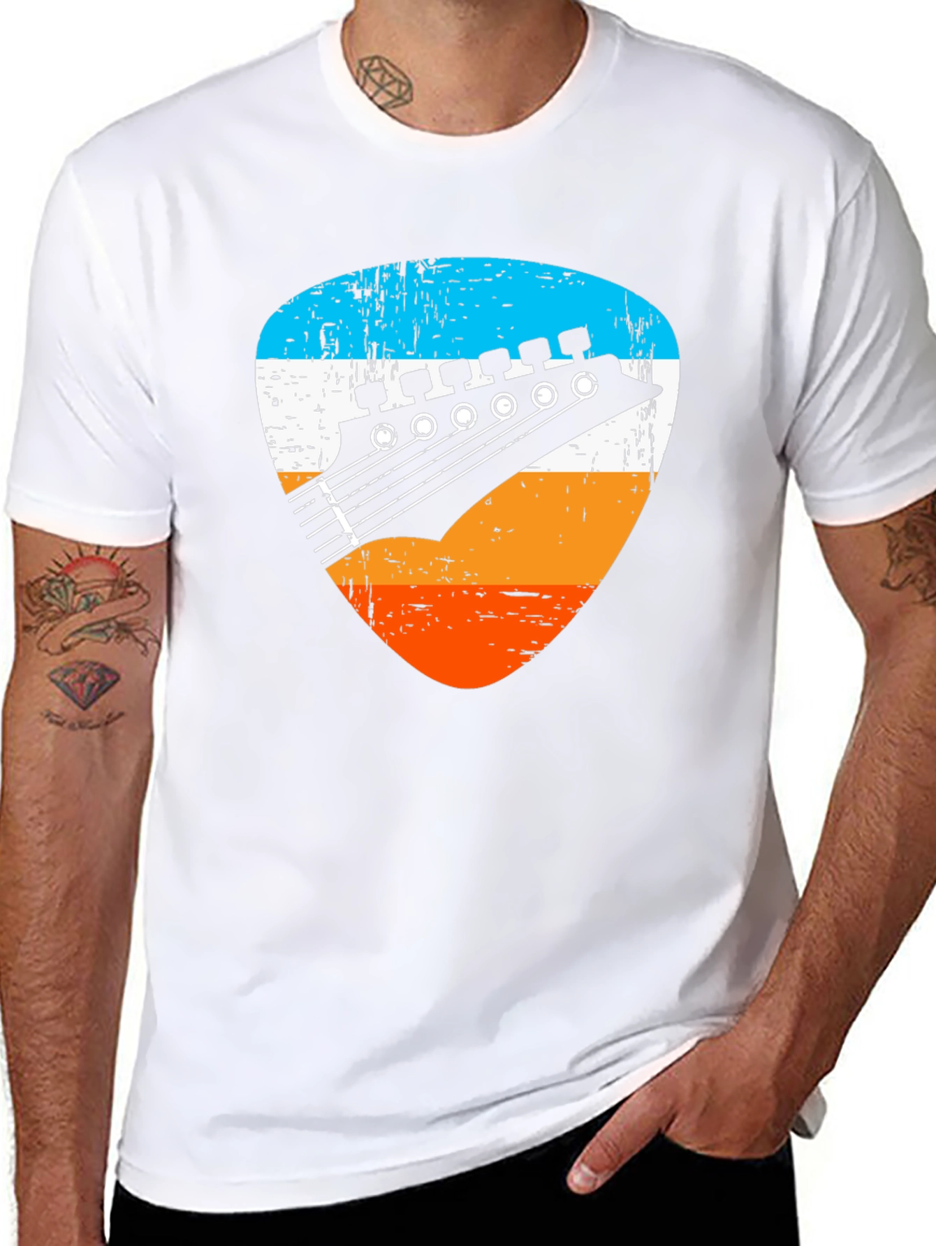 Retro Guitar Pick Graphic Tee - Musician T-Shirt