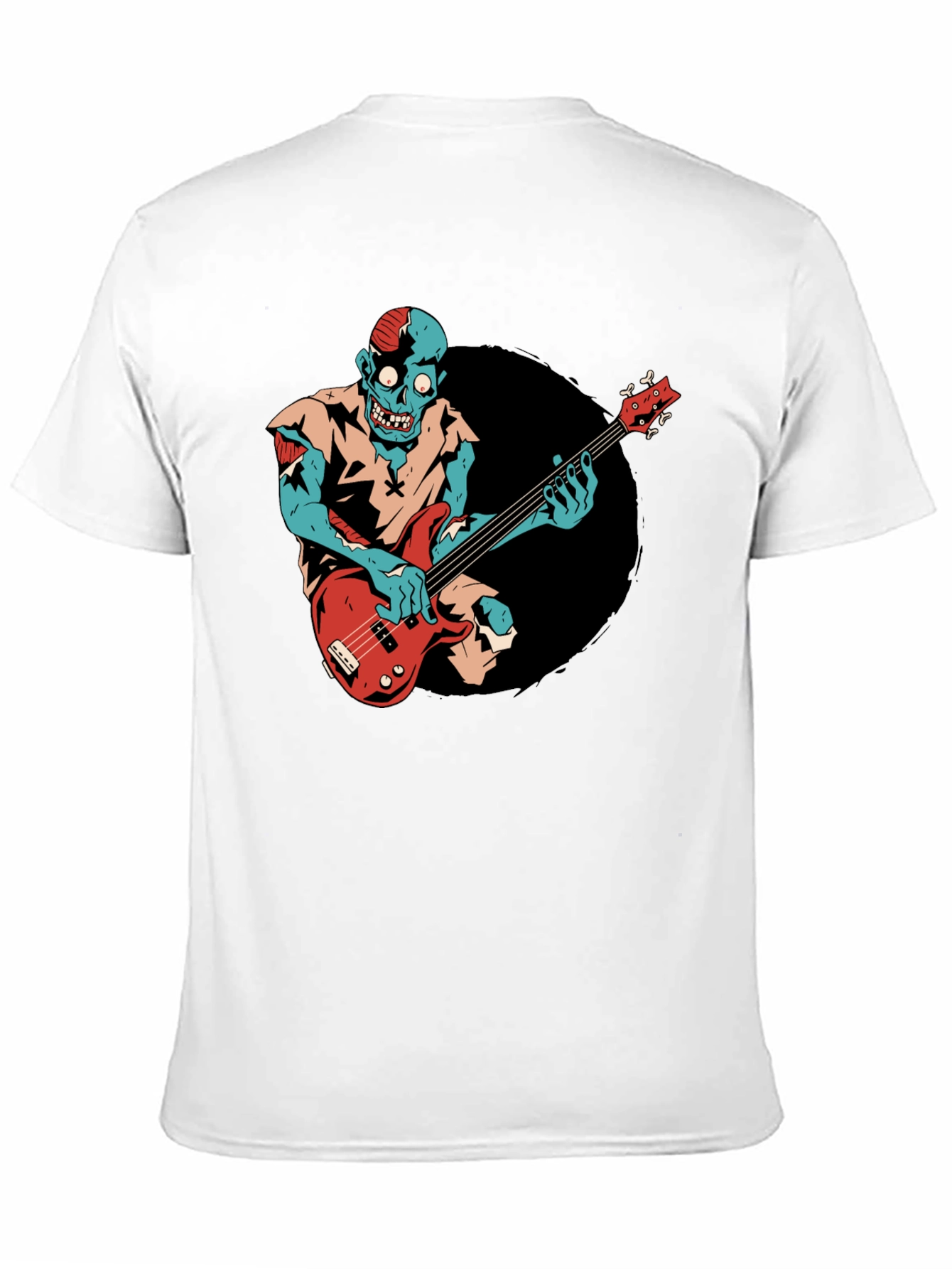 Zombie Bass Player Graphic Tee - Black Cotton T-Shirt