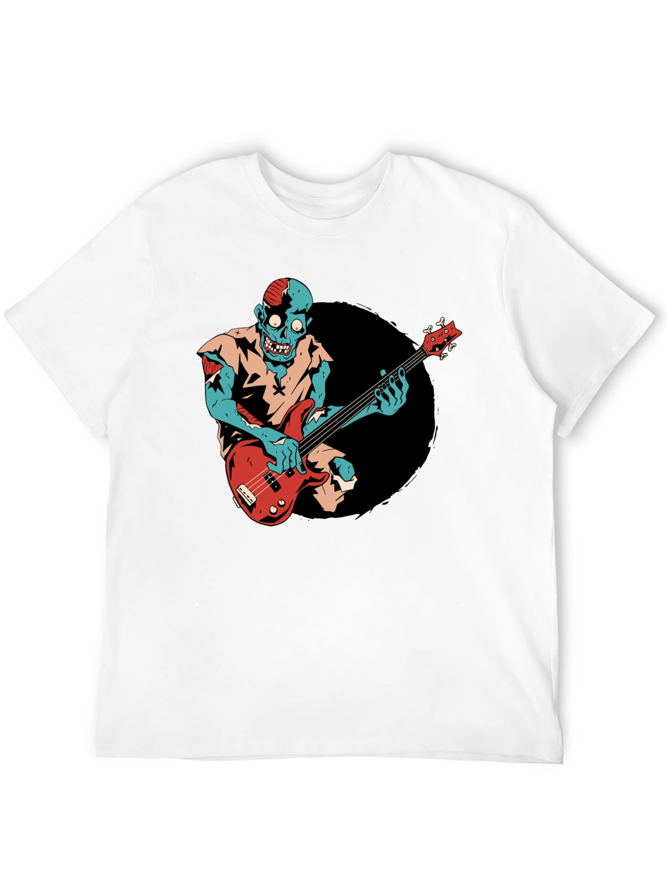 Zombie Bass Player Graphic Tee - Black Cotton T-Shirt