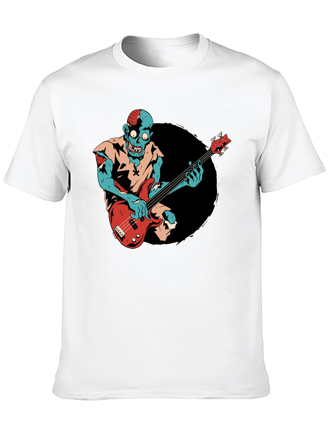 Zombie Bass Player Graphic Tee - Black Cotton T-Shirt