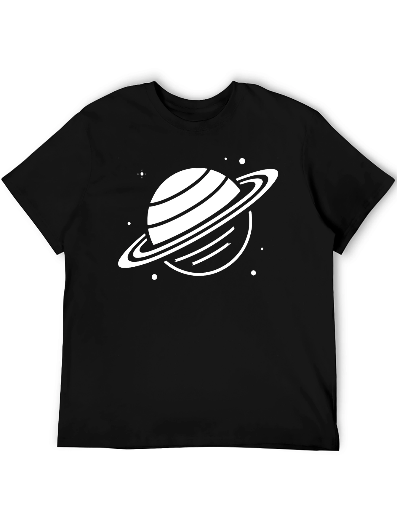 Saturn Graphic Tee - Black Cotton Blend T-Shirt