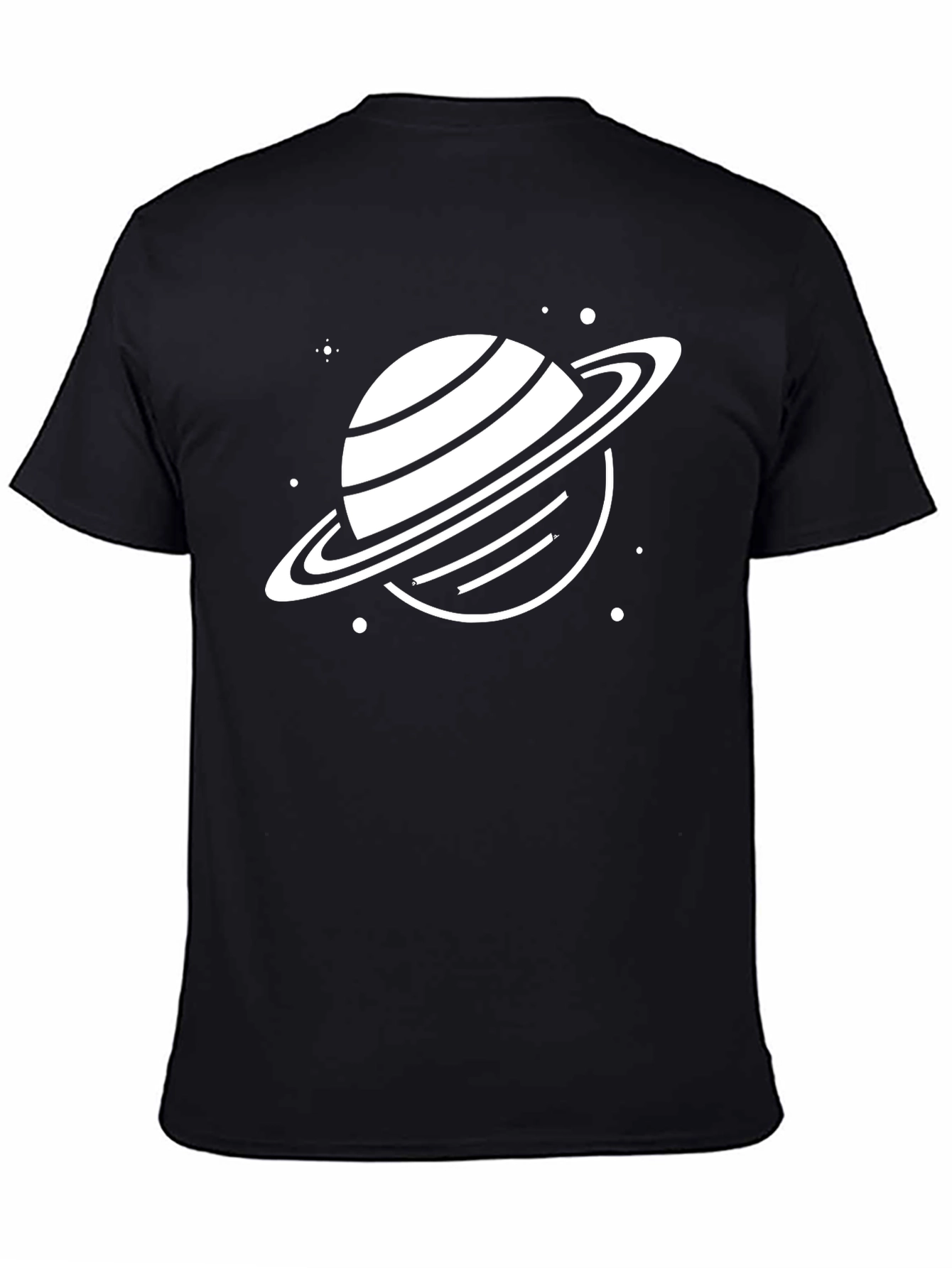 Saturn Graphic Tee - Black Cotton Blend T-Shirt