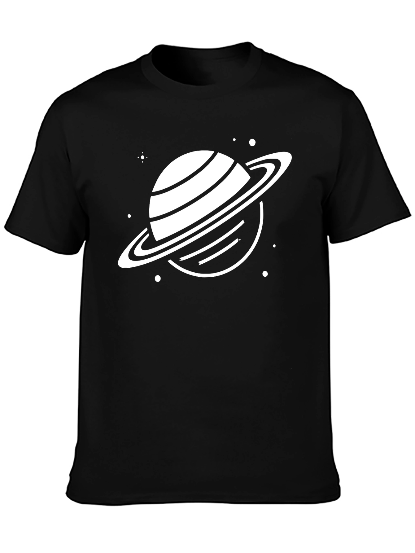 Saturn Graphic Tee - Black Cotton Blend T-Shirt