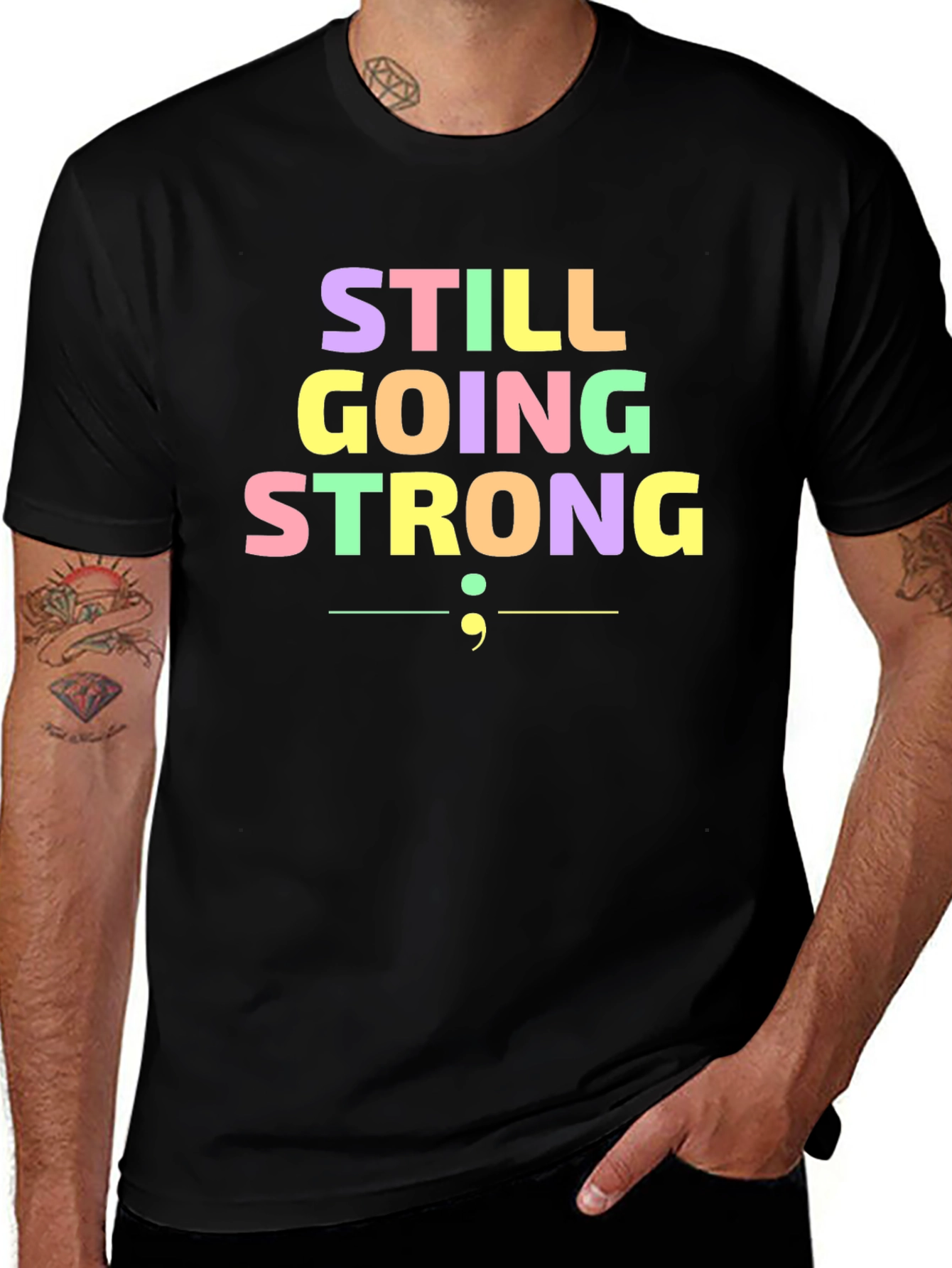 Still Going Strong Semicolon T-Shirt - Black