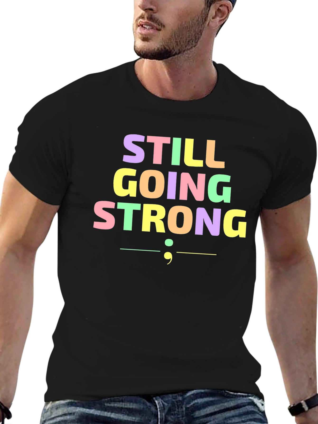 Still Going Strong Semicolon T-Shirt - Black