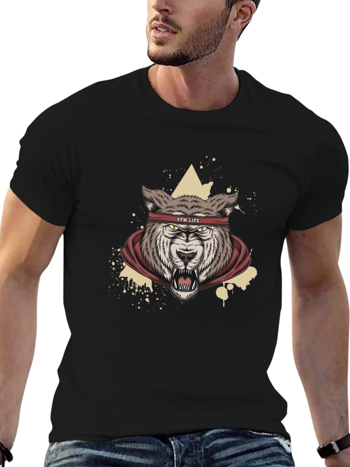 Gym Life Wolf Graphic Tee - Black