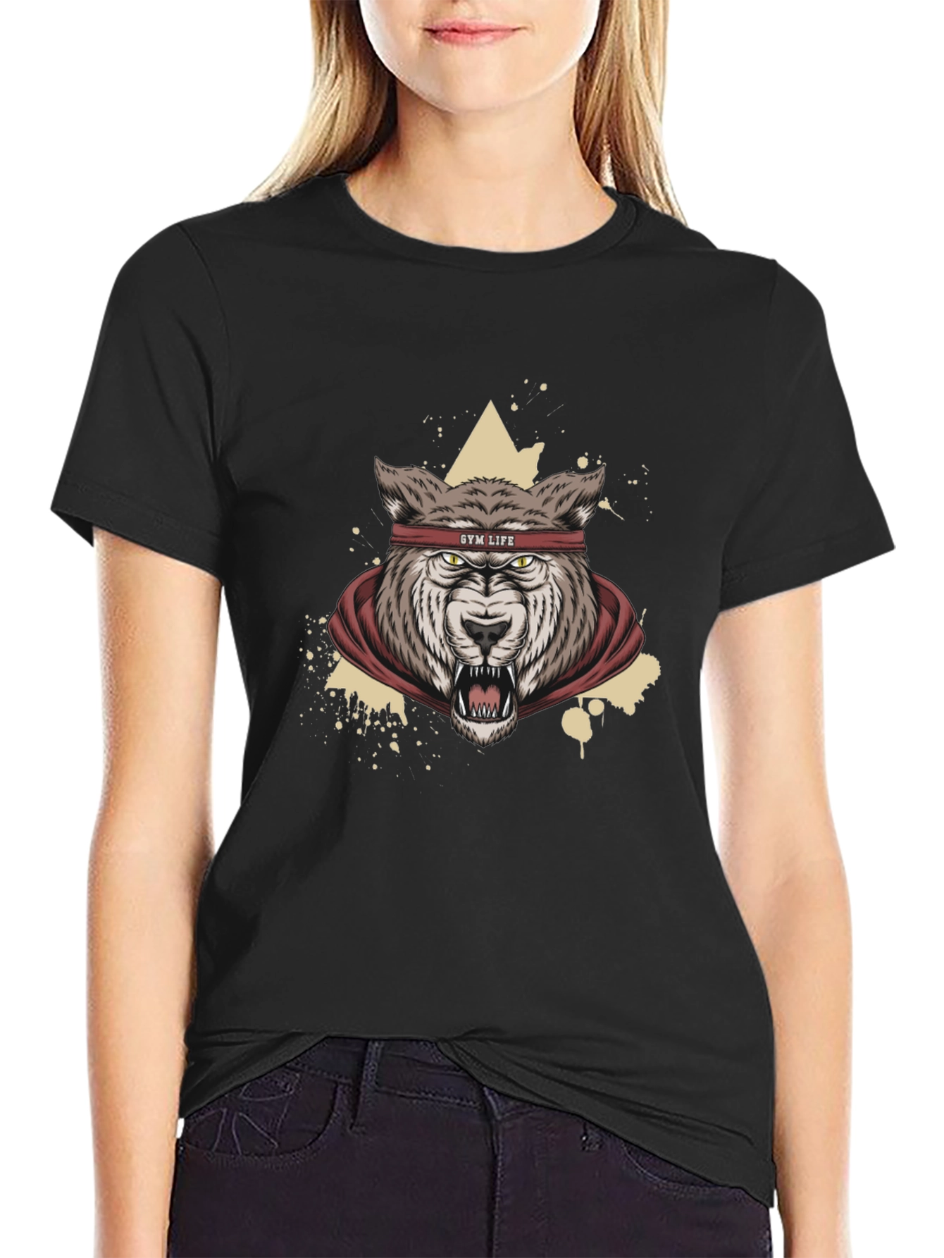 Gym Life Wolf Graphic Tee - Black