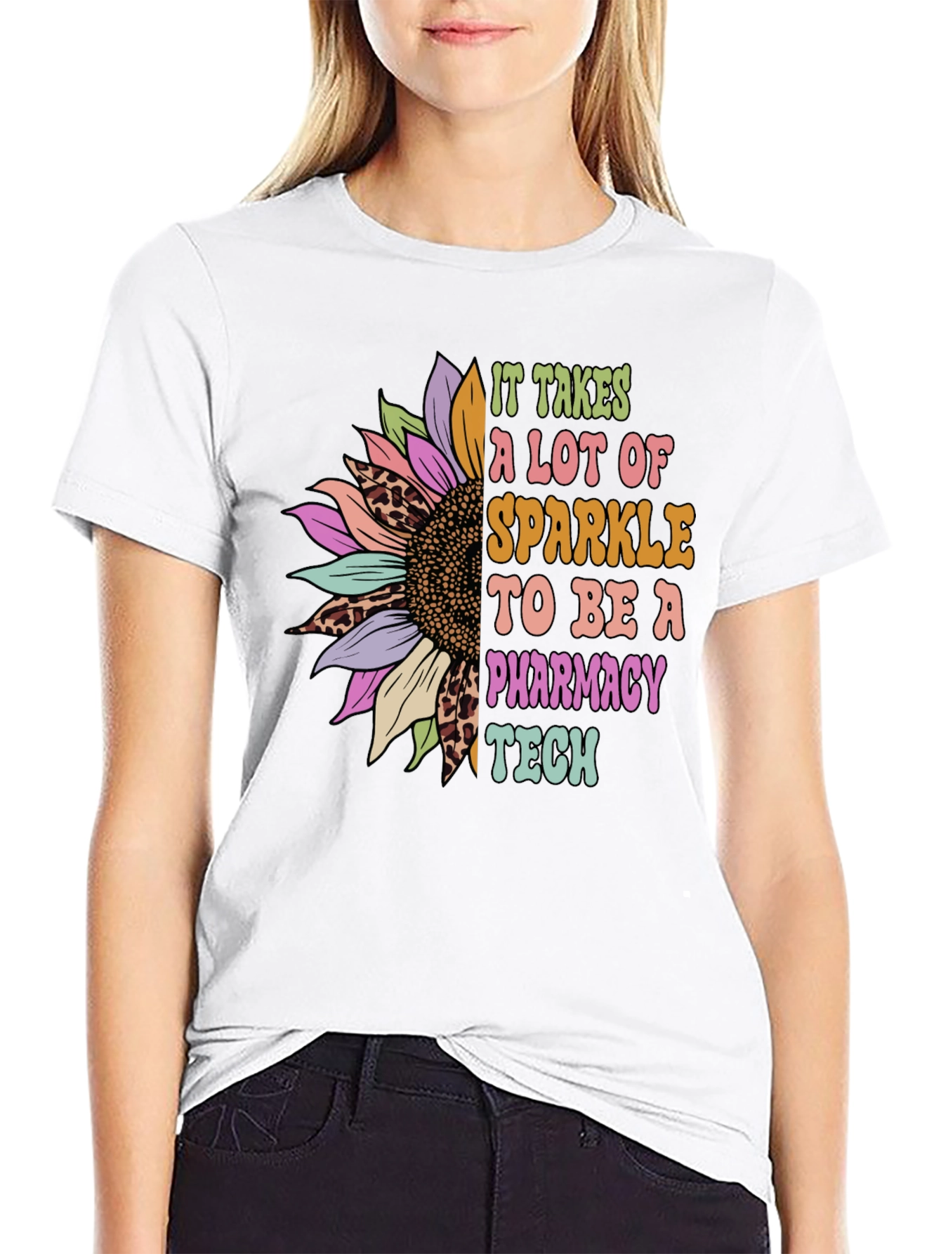 Pharmacy Tech Sunflower Graphic T-Shirt