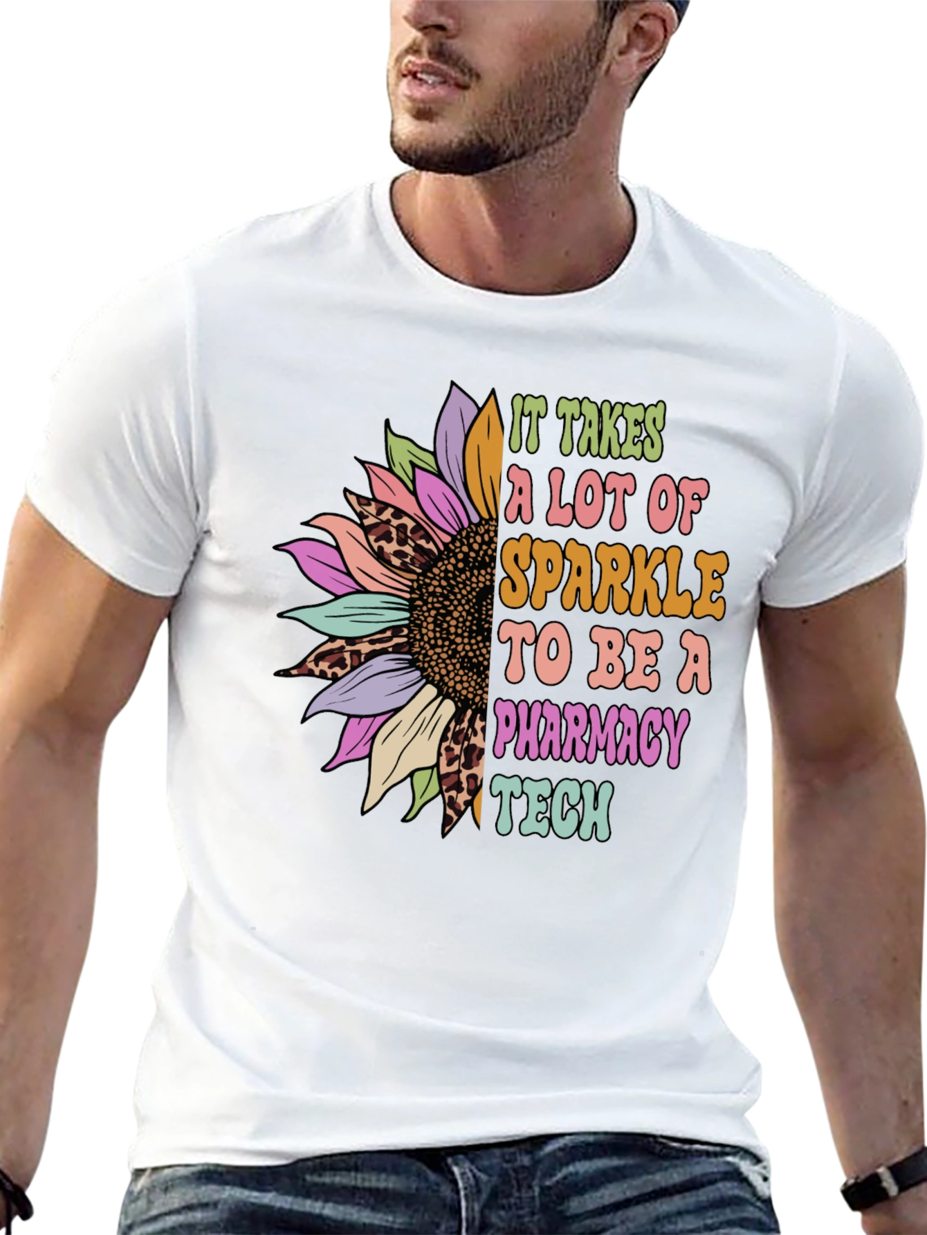 Pharmacy Tech Sunflower Graphic T-Shirt