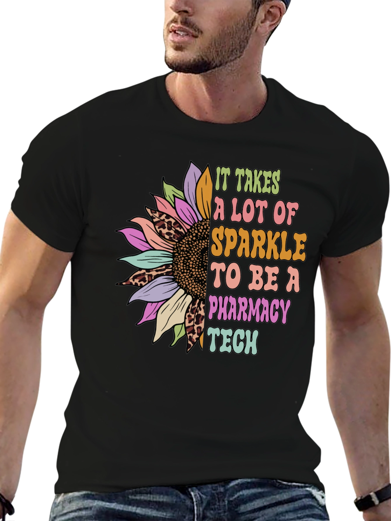 Pharmacy Tech Sunflower Graphic T-Shirt