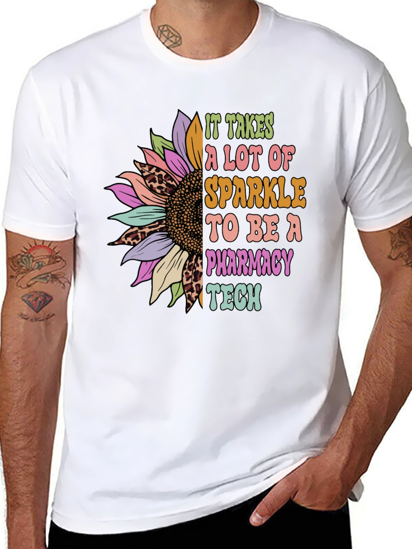 Pharmacy Tech Sunflower Graphic T-Shirt