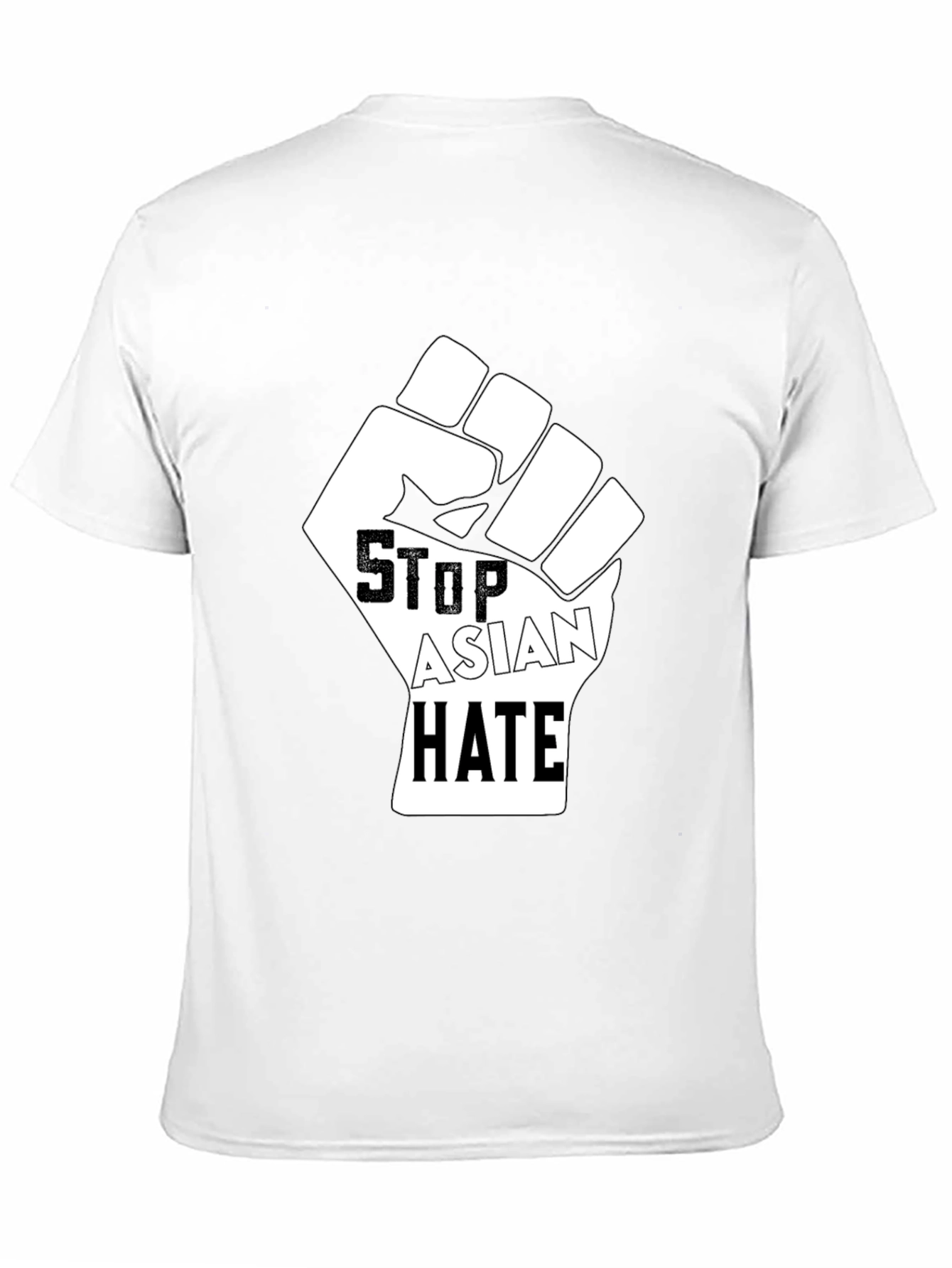 Stop Asian Hate Fist Graphic T-Shirt - Black