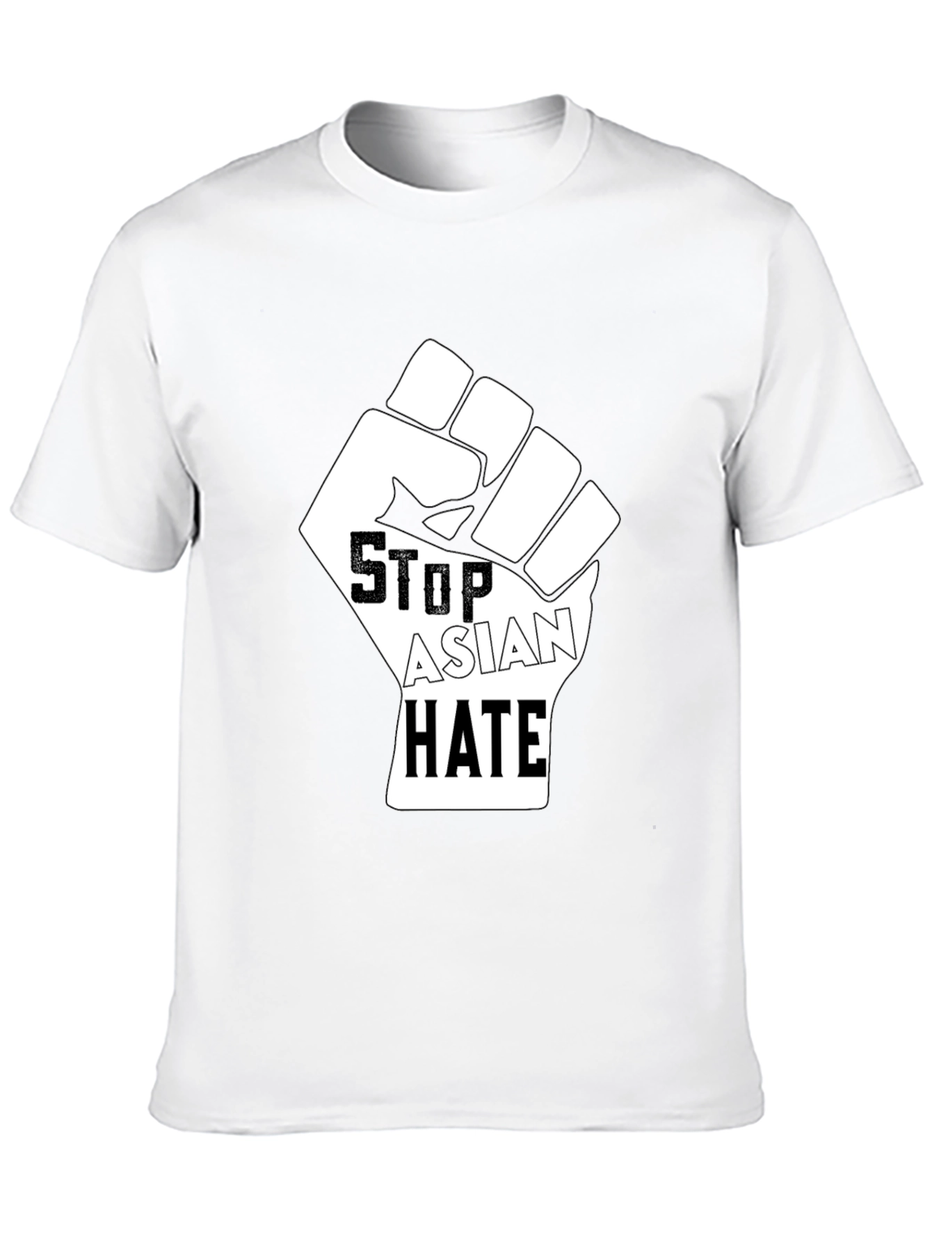 Stop Asian Hate Fist Graphic T-Shirt - Black