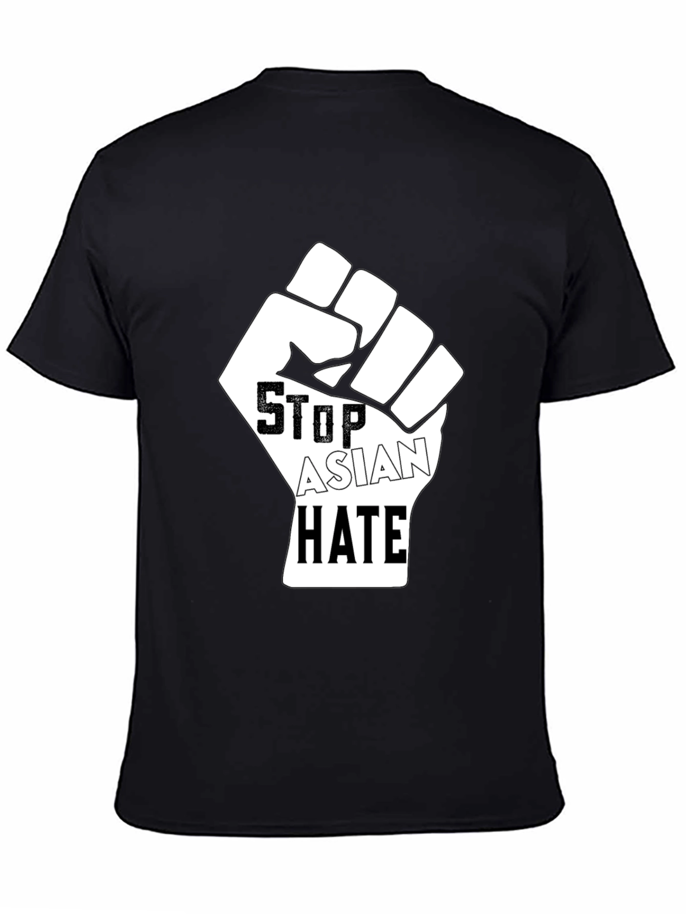 Stop Asian Hate Fist Graphic T-Shirt - Black
