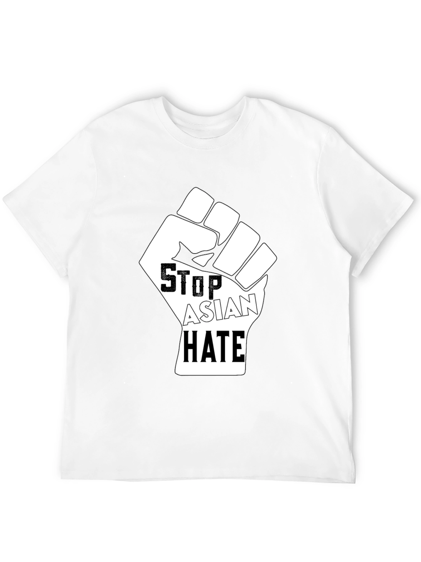 Stop Asian Hate Fist Graphic T-Shirt - Black