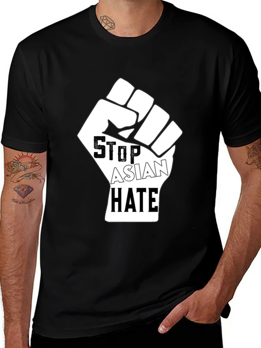 Stop Asian Hate Fist Graphic T-Shirt - Black