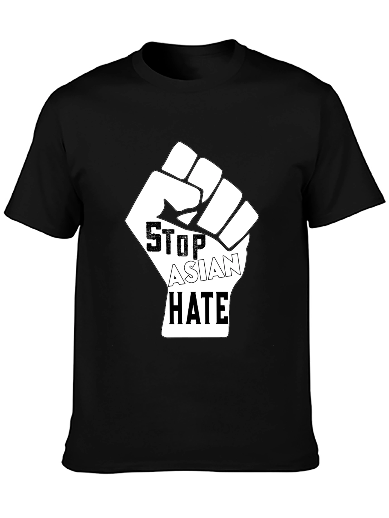 Stop Asian Hate Fist Graphic T-Shirt - Black
