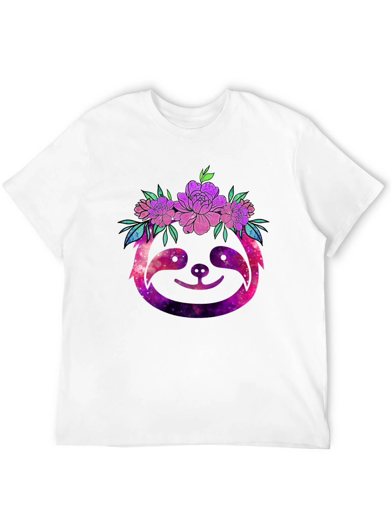 Galaxy Sloth Floral Crown Graphic Tee
